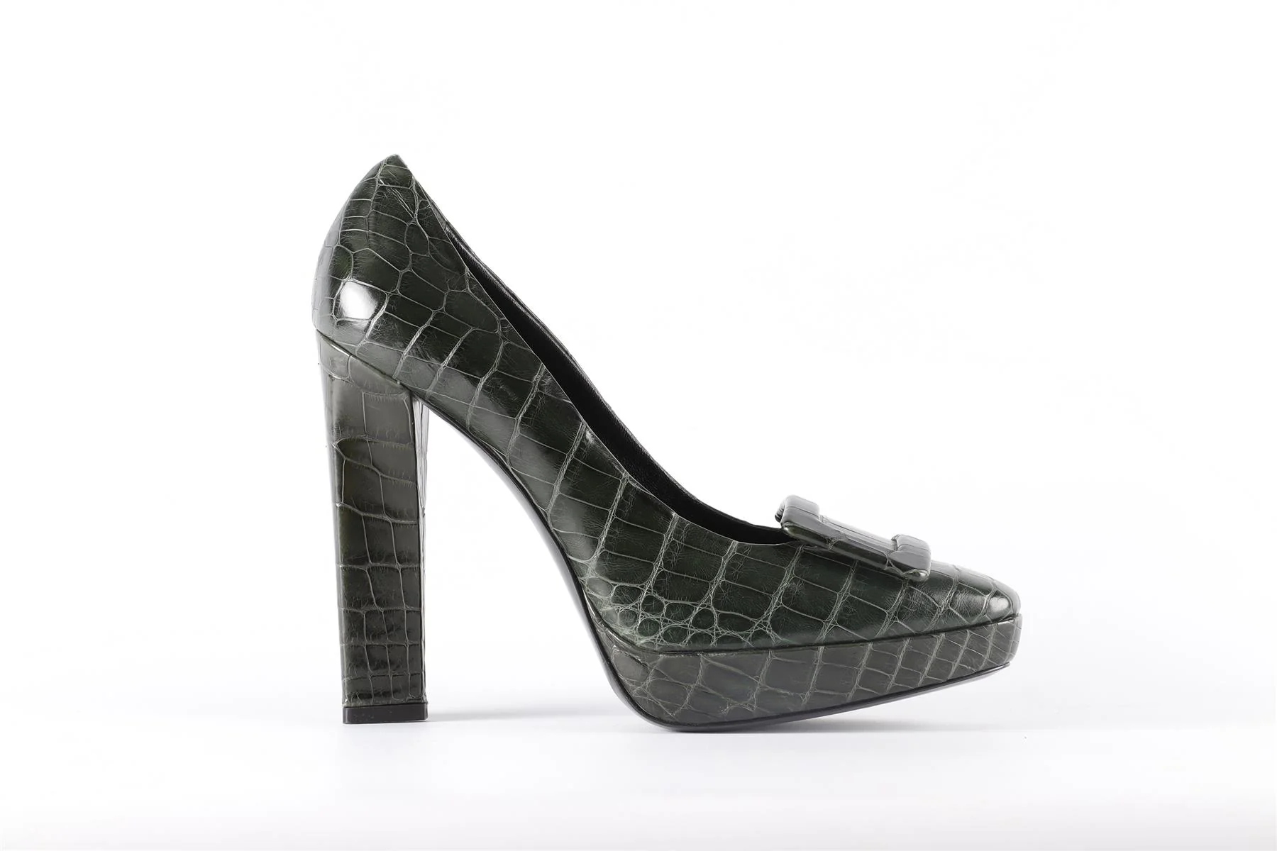 ROGER VIVIER GREEN LEATHER PLATFORM PUMPS EU 38.5 UK 5.5 US 8.5 - Image 2