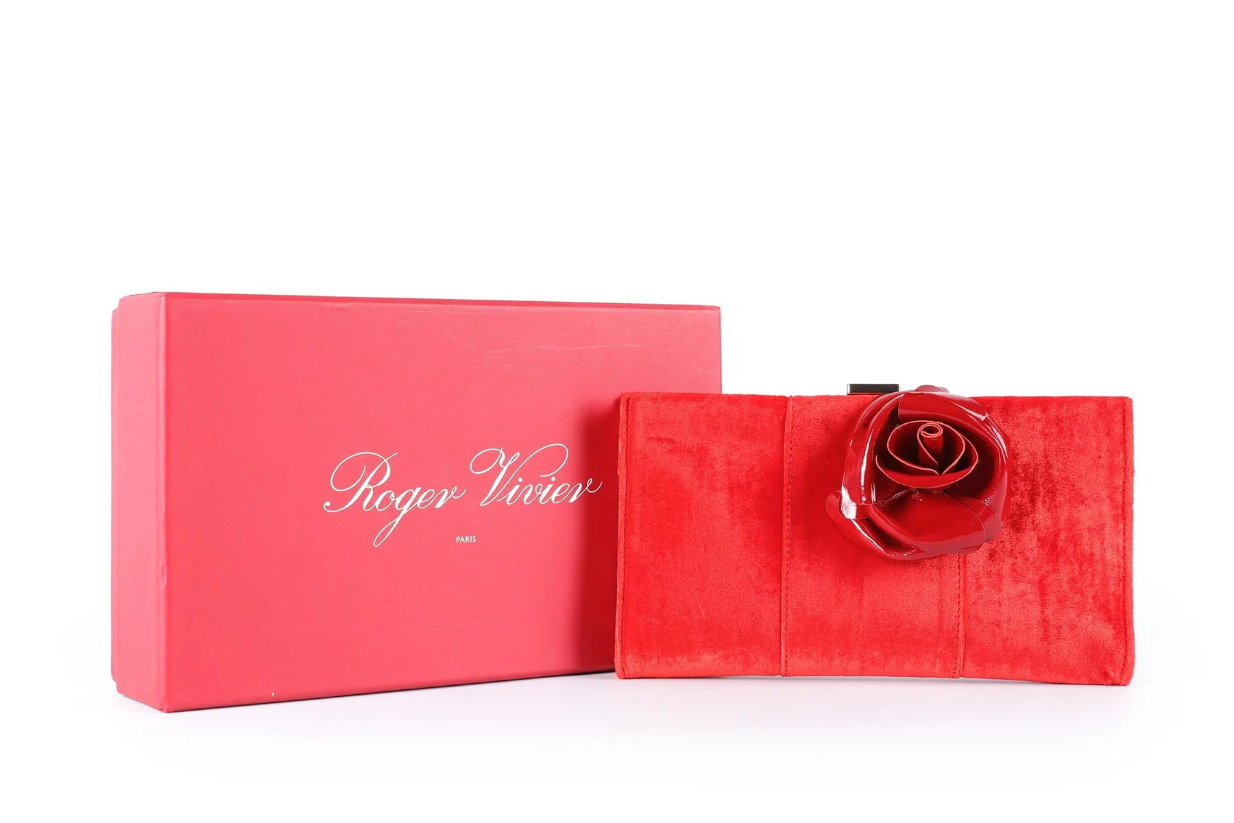 ROGER VIVIER RED MINI VELVET CLUTCH - Image 12