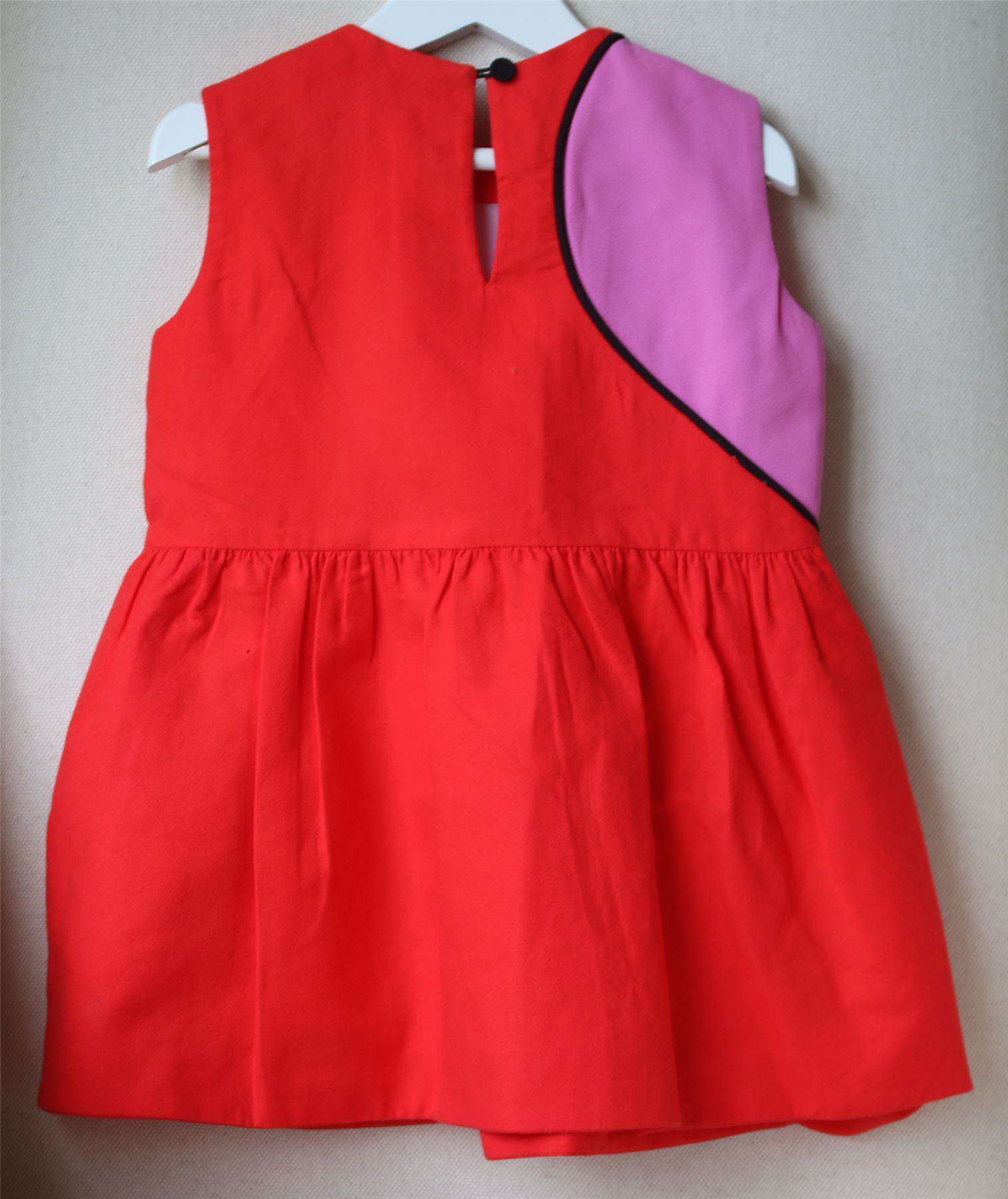 ROKSANDA BLOSSOM GIRLS RED COLOUR BLOCK DRESS 4 YEARS - Image 2