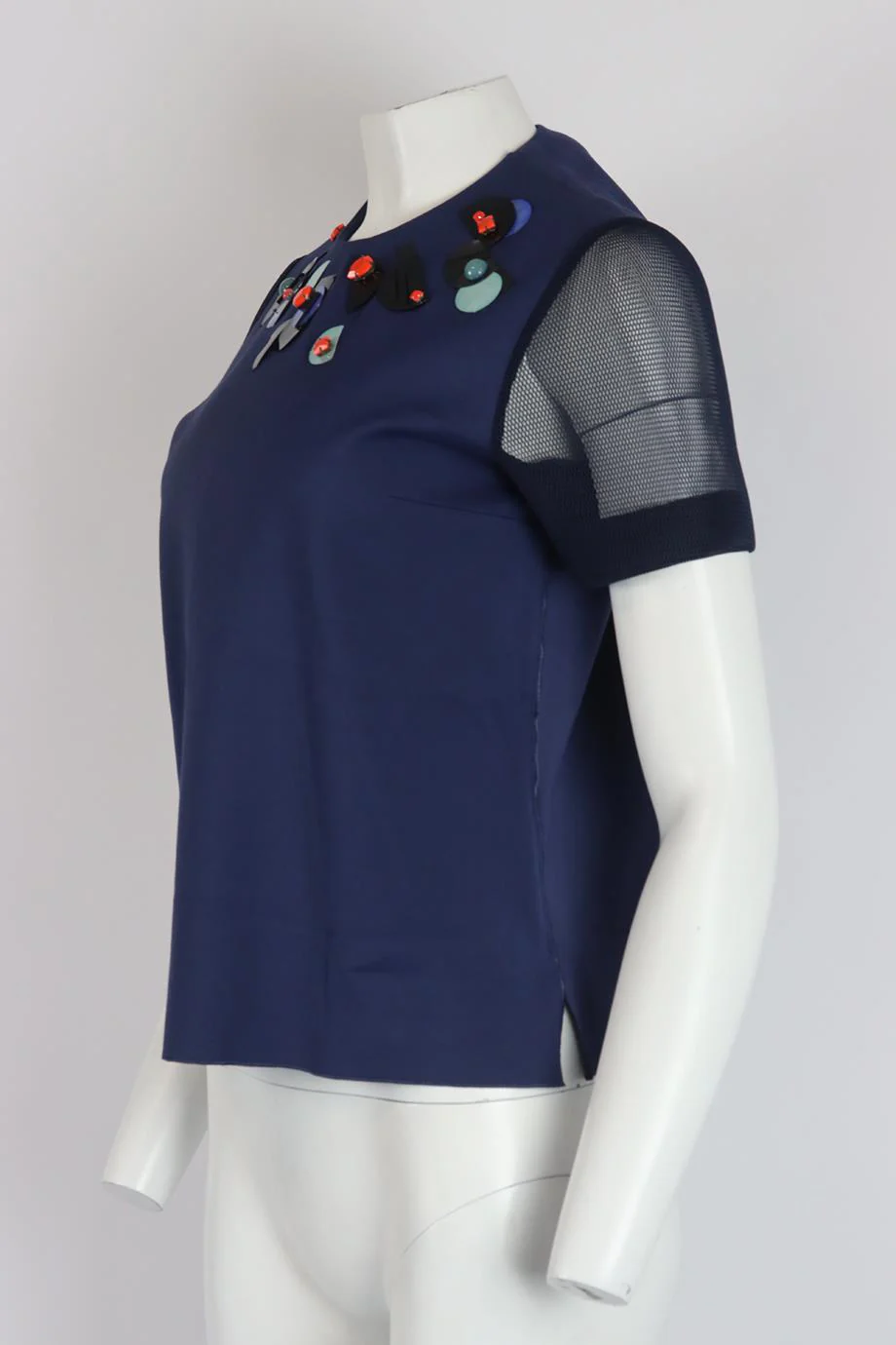 ROKSANDA EMBELLISHED CREPE AND MESH TOP UK 8 - Image 3
