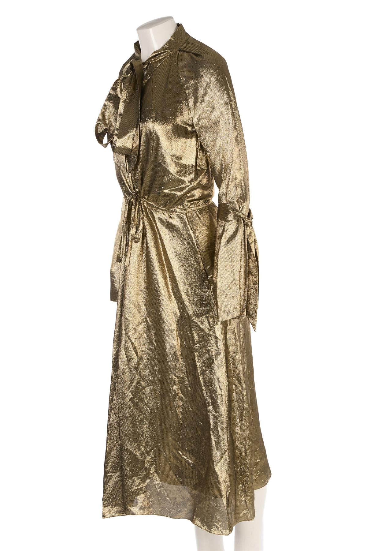 ROLAND MOURET GOLD SILK MAXI DRESS UK 8 - Image 3