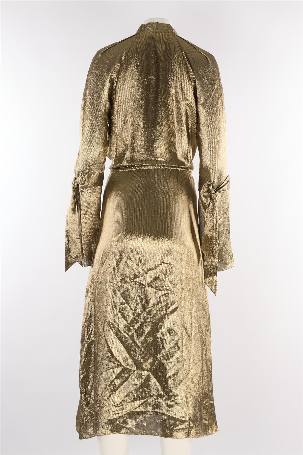 ROLAND MOURET GOLD SILK MAXI DRESS UK 8 - Image 4