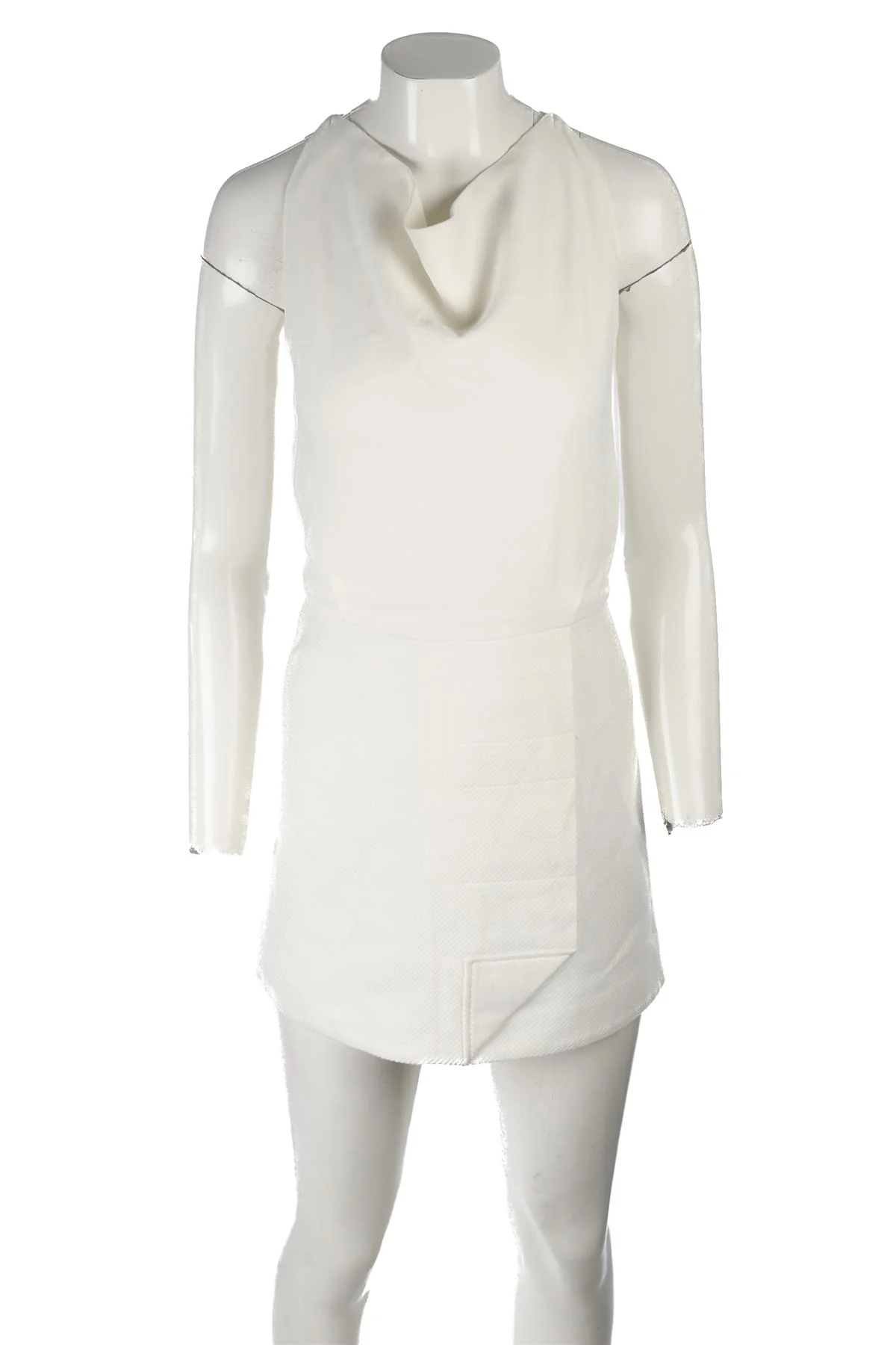 ROLAND MOURET IVORY CREPE MINI DRESS UK 6 - Image 2