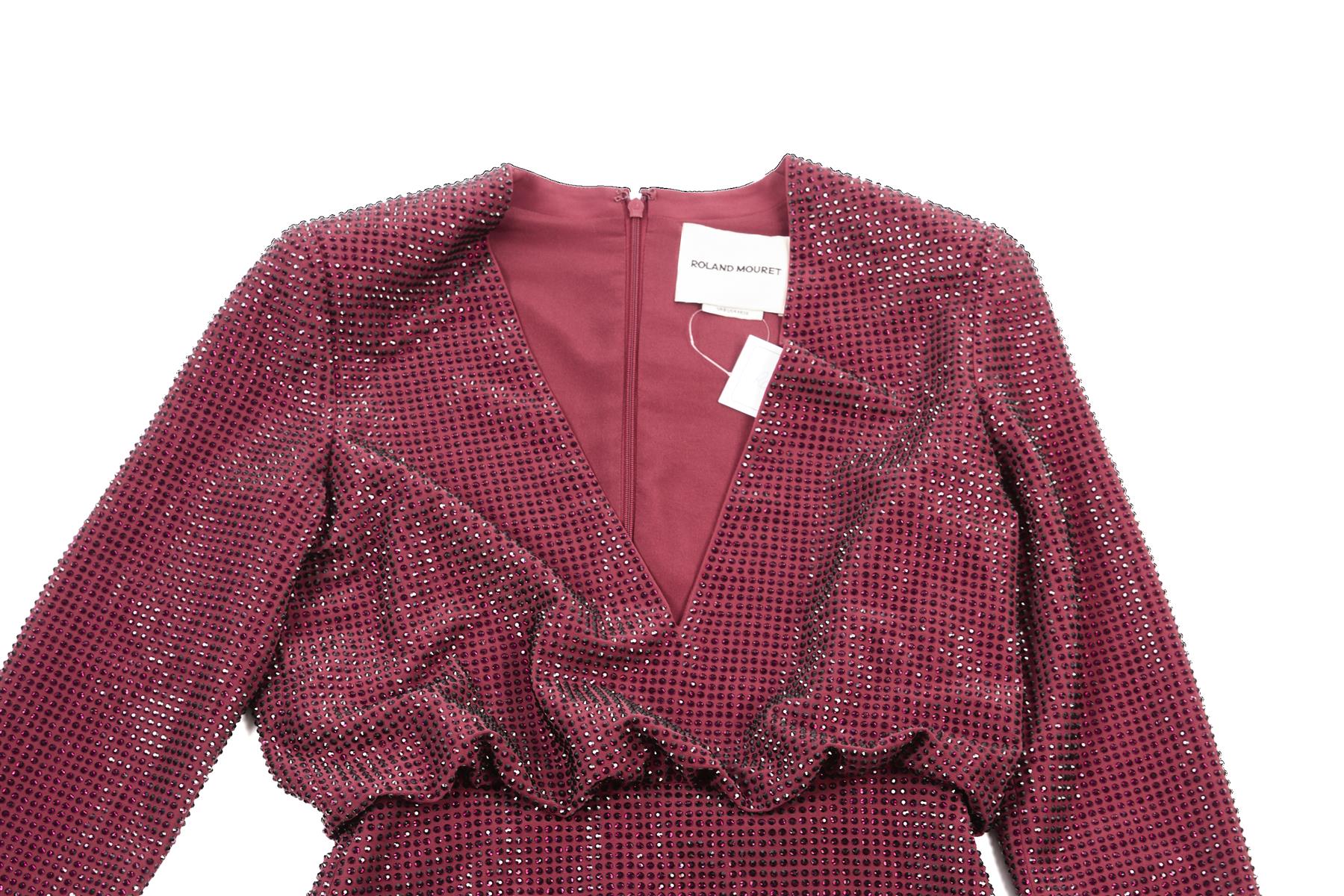 ROLAND MOURET RED CRYSTAL MINI DRESS UK 8 - Image 3