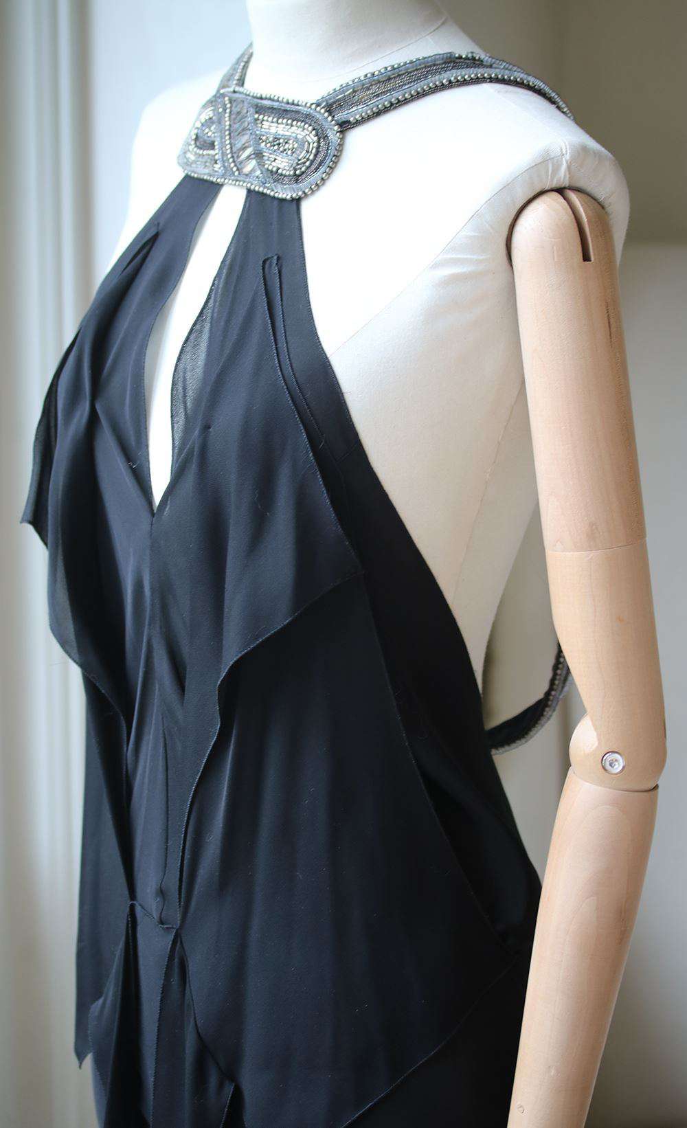 ROLAND MOURET ROSETTE HALTER-NECK SILK EMBELLISHED GOWN UK 8 - Image 6