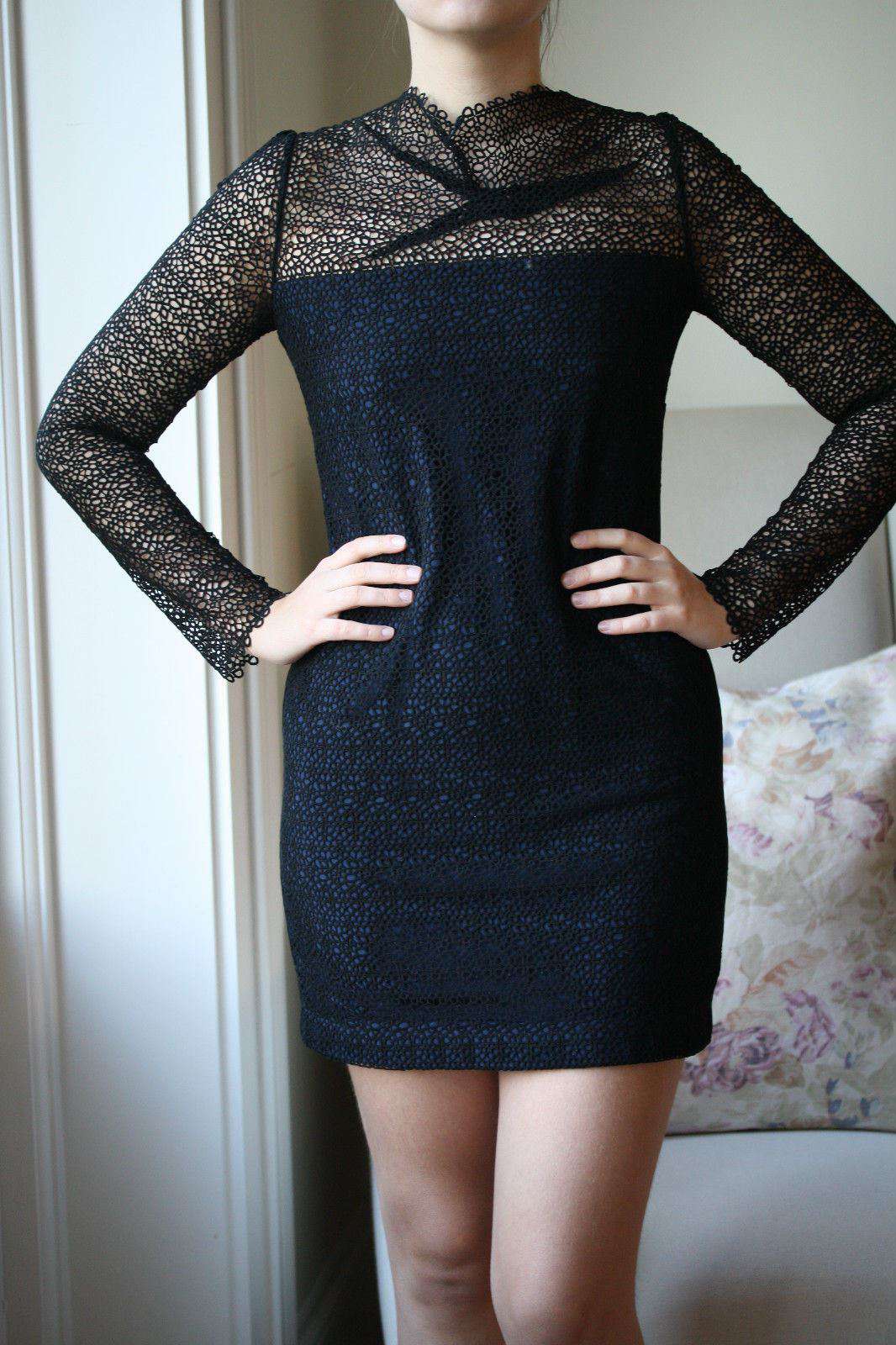 ROLAND MOURET SAMIEL BLACK LACE AND CREPE DRESS UK 10 - Image 4