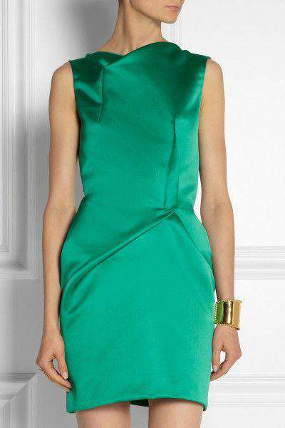 ROLAND MOURET ZONDA JADE GREEN SATIN DRESS IT 44 UK 10/12 - Image 2