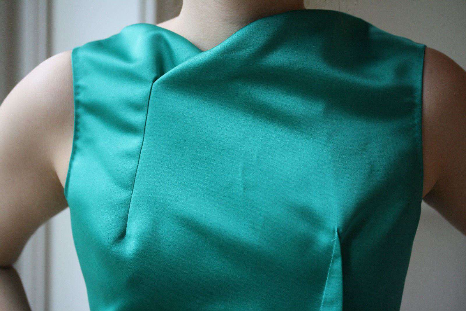 ROLAND MOURET ZONDA JADE GREEN SATIN DRESS IT 44 UK 10/12 - Image 7