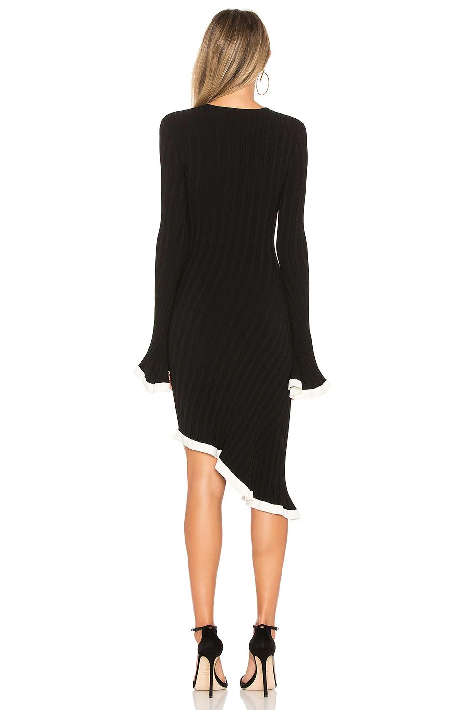 RONNY KOBO DAFNE CONTRAST RUFFLE RIB DRESS LARGE - Image 8