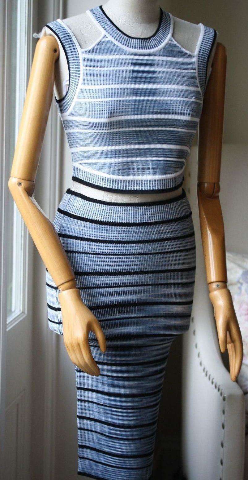 RONNY KOBO JAYME BLUE RIBBED SKIRT SMALL - Image 10
