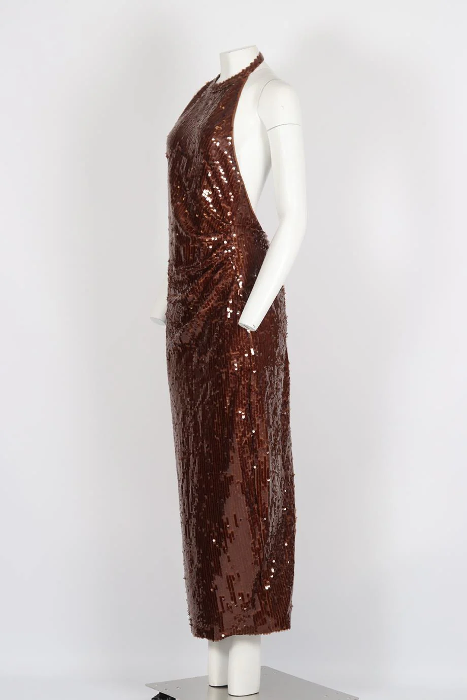 RONNY KOBO SEQUINED JERSEY HALTERNECK MAXI DRESS LARGE - Image 3
