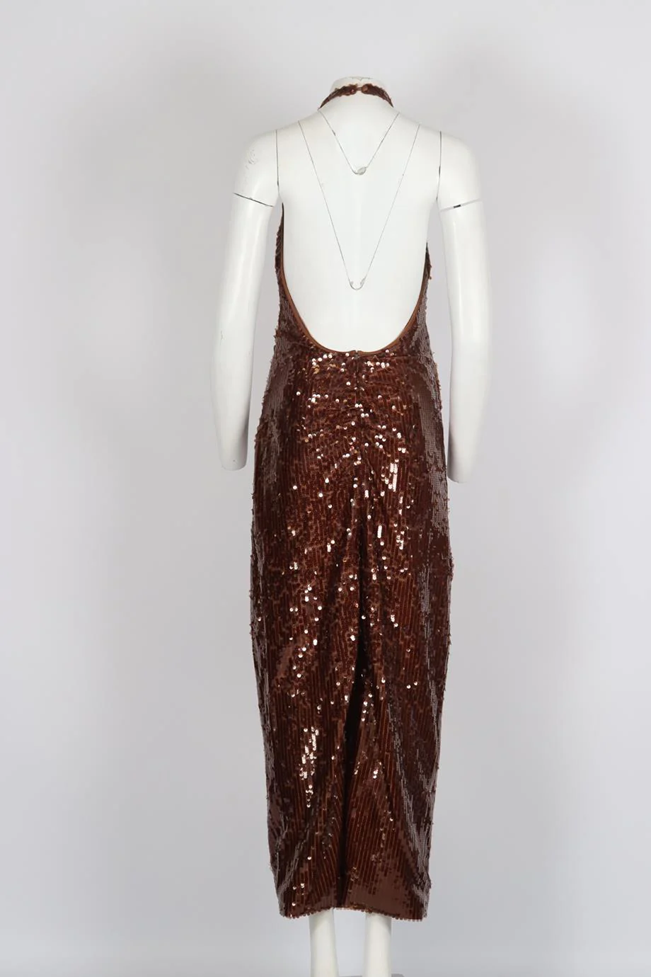 RONNY KOBO SEQUINED JERSEY HALTERNECK MAXI DRESS LARGE - Image 4