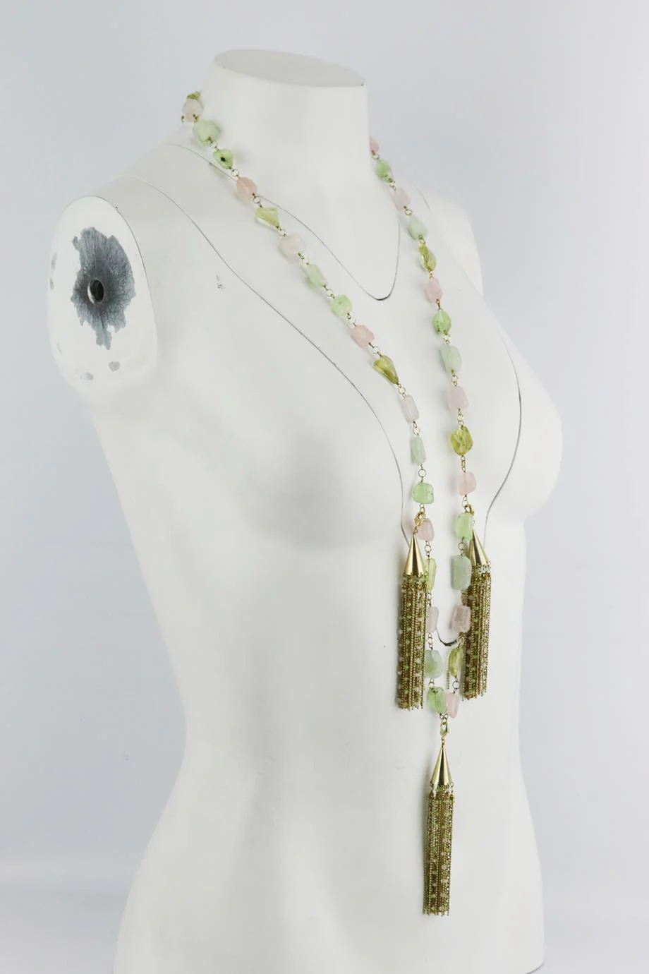 ROSANTICA TASSELED GOLD TONE BEAD NECKLACE - Image 3