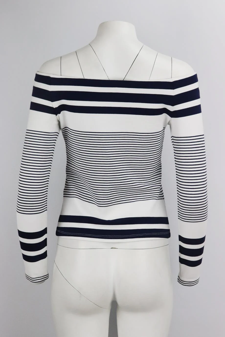 ROSETTA GETTY OFF THE SHOULDER STRIPED STRETCH JERSEY TOP SMALL - Image 4