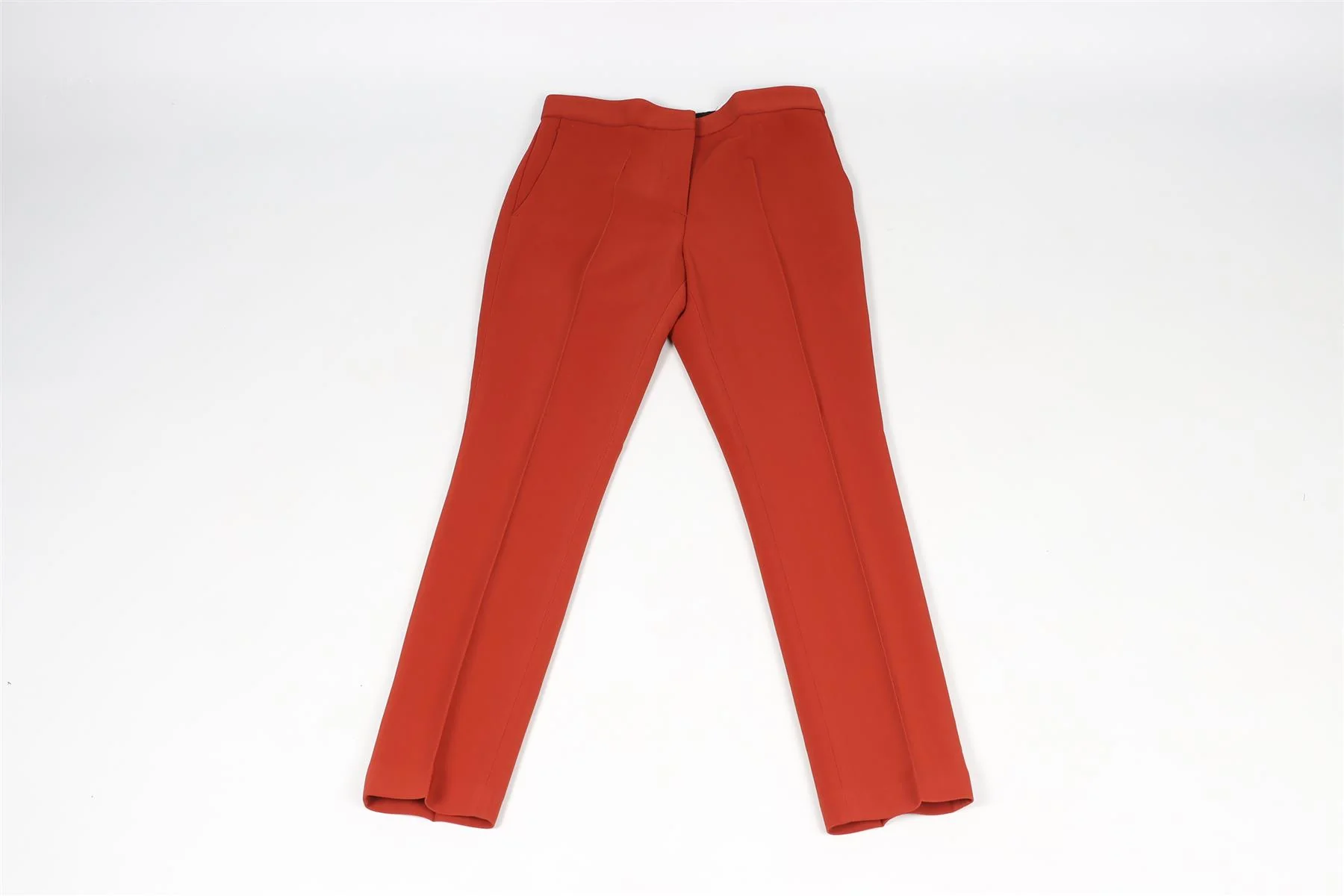 ROSETTA GETTY RED CREPE STRAIGHT LEG PANTS US 2 UK 6 - Image 2