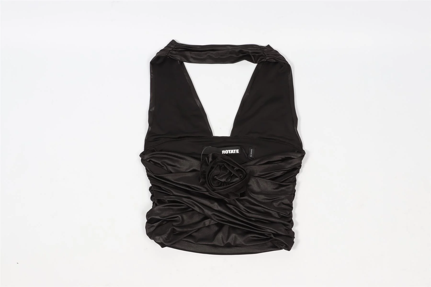 ROTATE BIRGER CHRISTENSON BLACK CROPPED JERSEY TOP UK 4 - Image 2