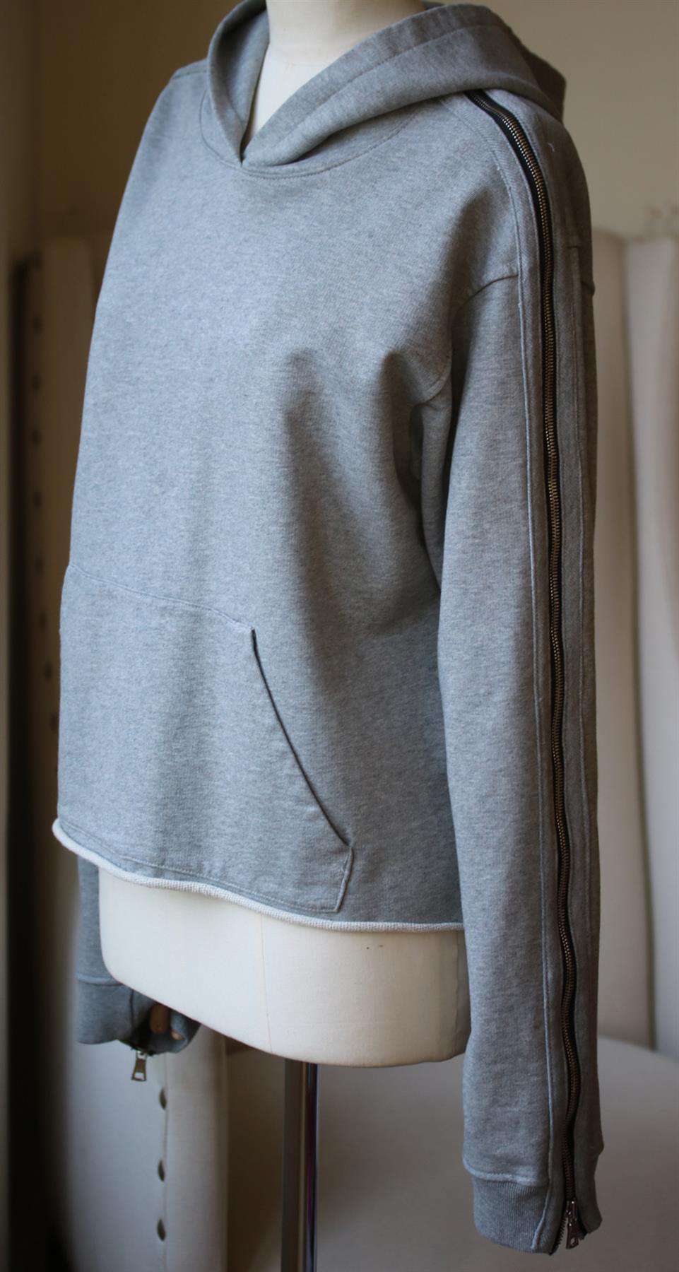 RTA CICELY ZIP DETAILS COTTON TERRY HOODIE LARGE - Image 3