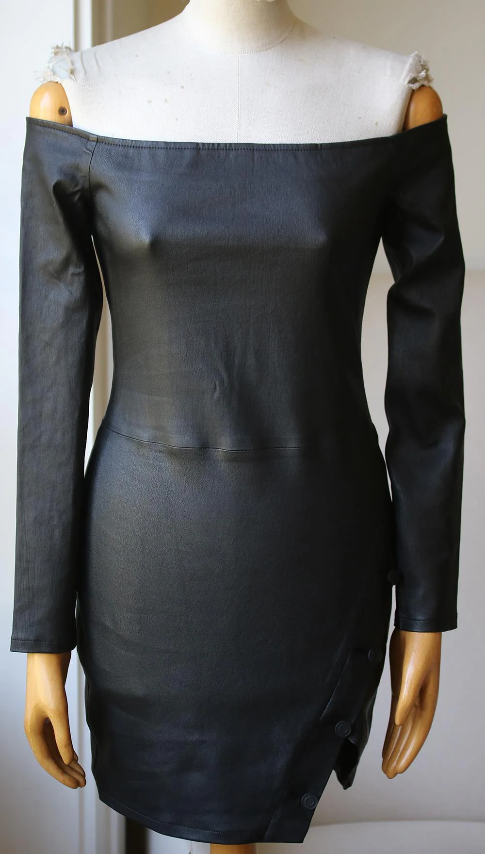 RTA ELECTRA OFF THE SHOULDER STRETCH LEATHER MINI DRESS US 8 UK 12 - Image 2