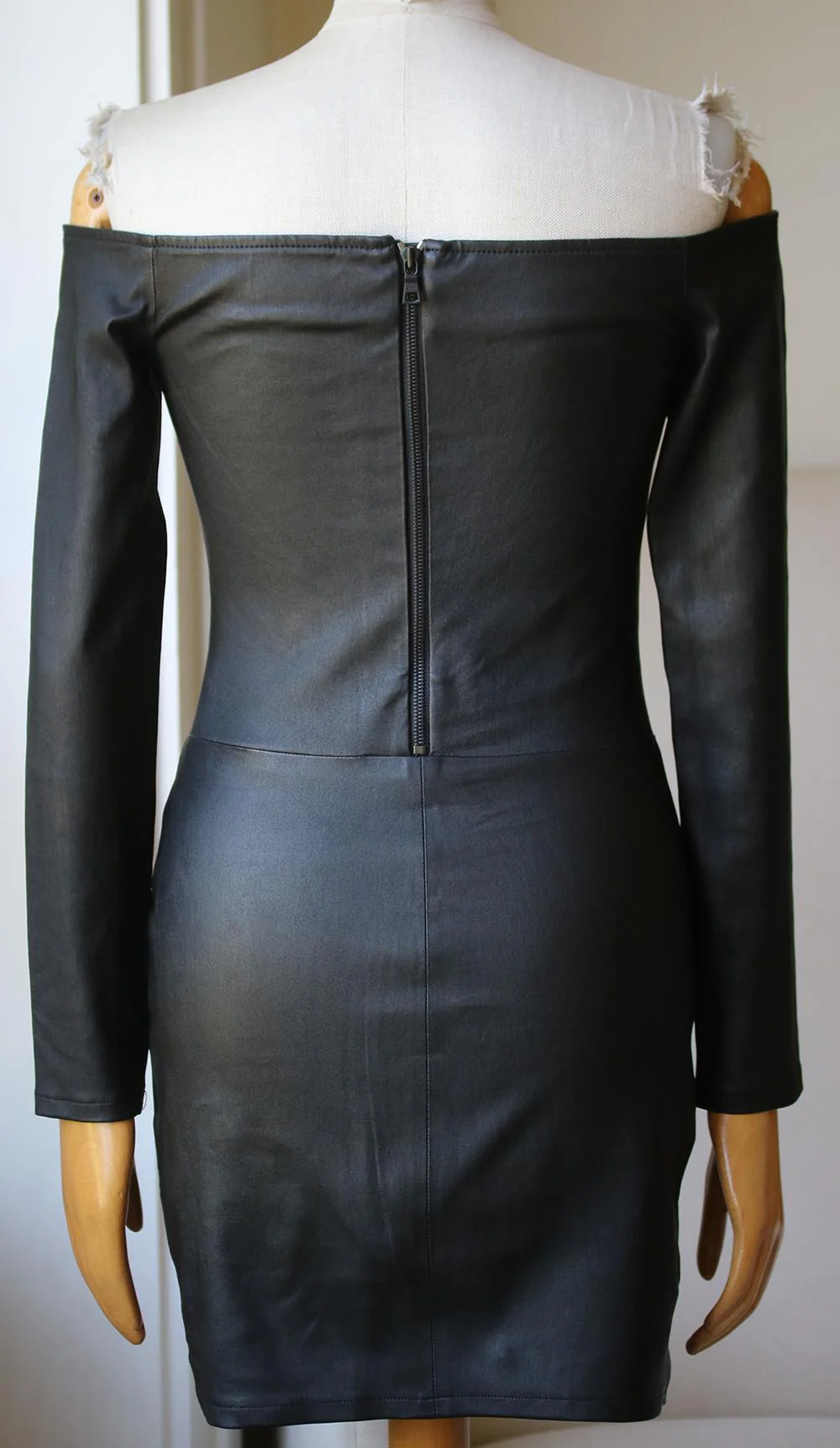 RTA ELECTRA OFF THE SHOULDER STRETCH LEATHER MINI DRESS US 8 UK 12 - Image 4