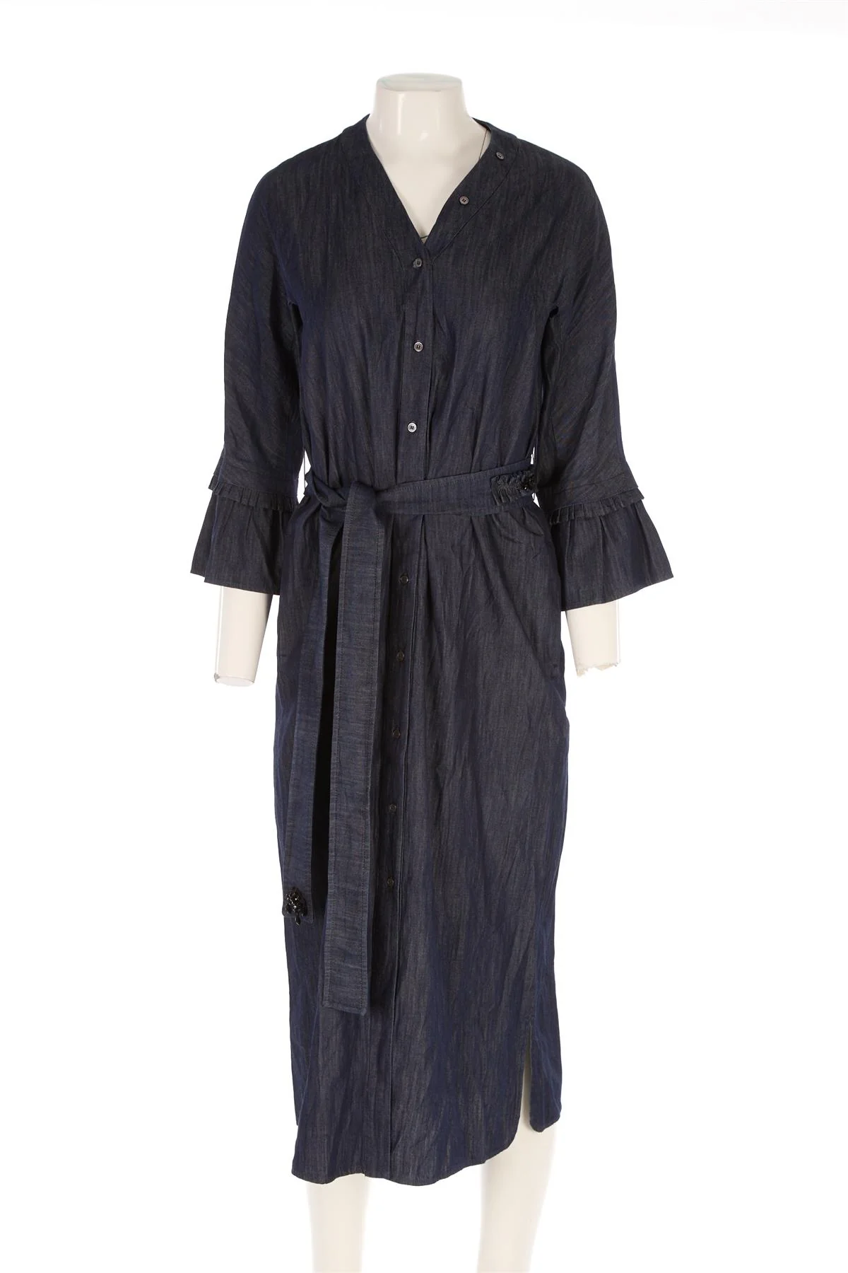 S MAX MARA NAVY CHAMBRAY MAXI DRESS IT 42 UK 10 - Image 2