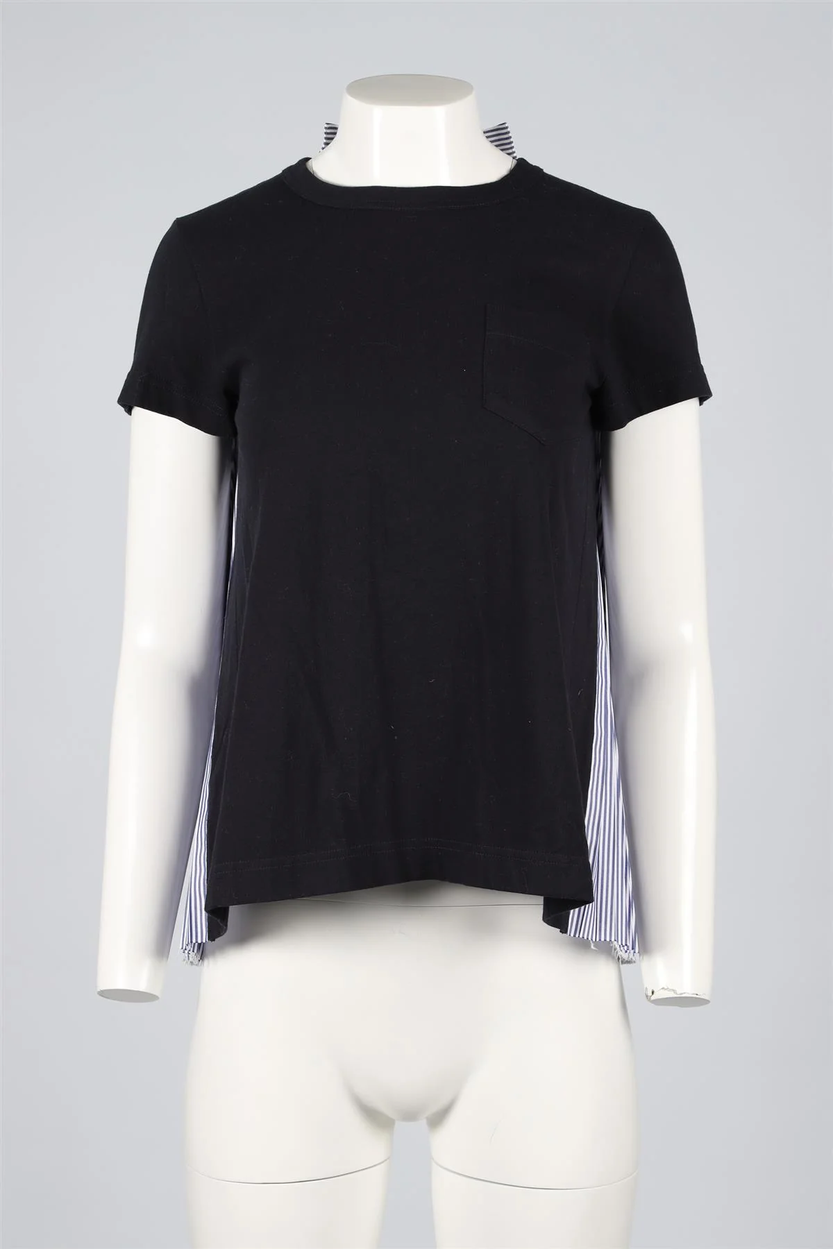SACAI BLUE COTTON BLEND T-SHIRT MEDIUM - Image 2