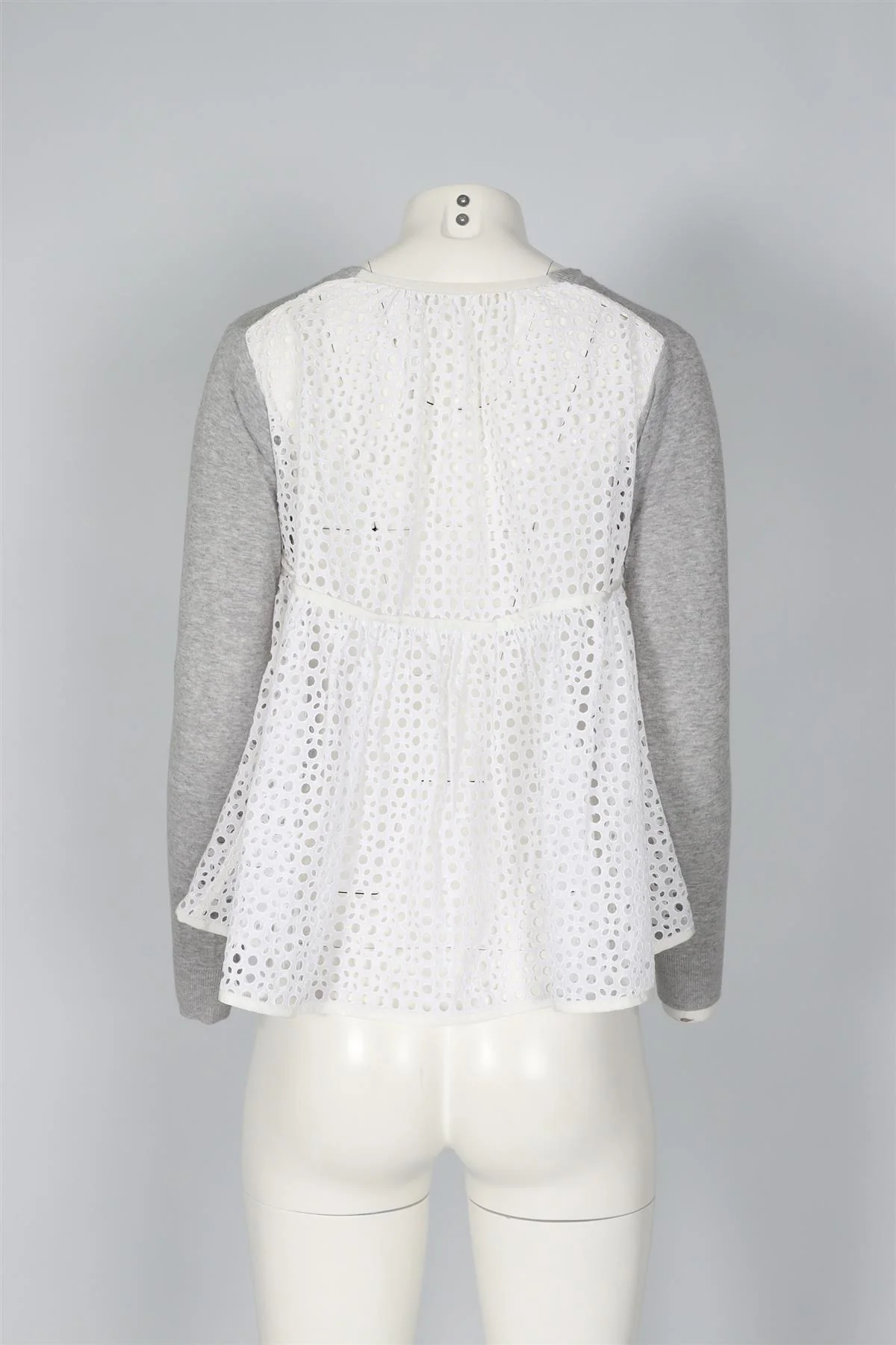 SACAI GREY & WHITE COTTON CARDIGAN UK 6 - Image 4