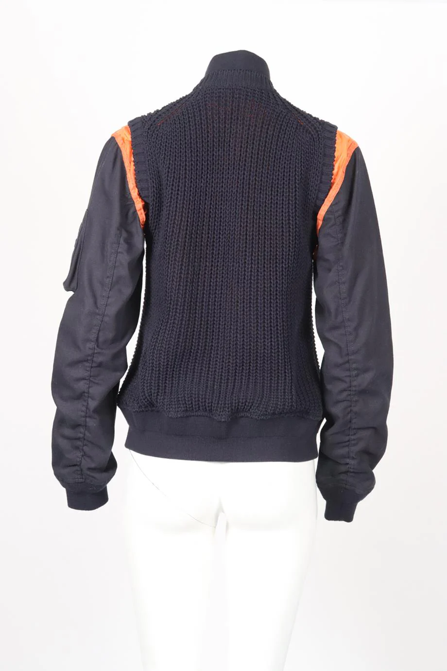 SACAI KNIT AND CANVAS BOMBER JACKET UK 8 - Image 4