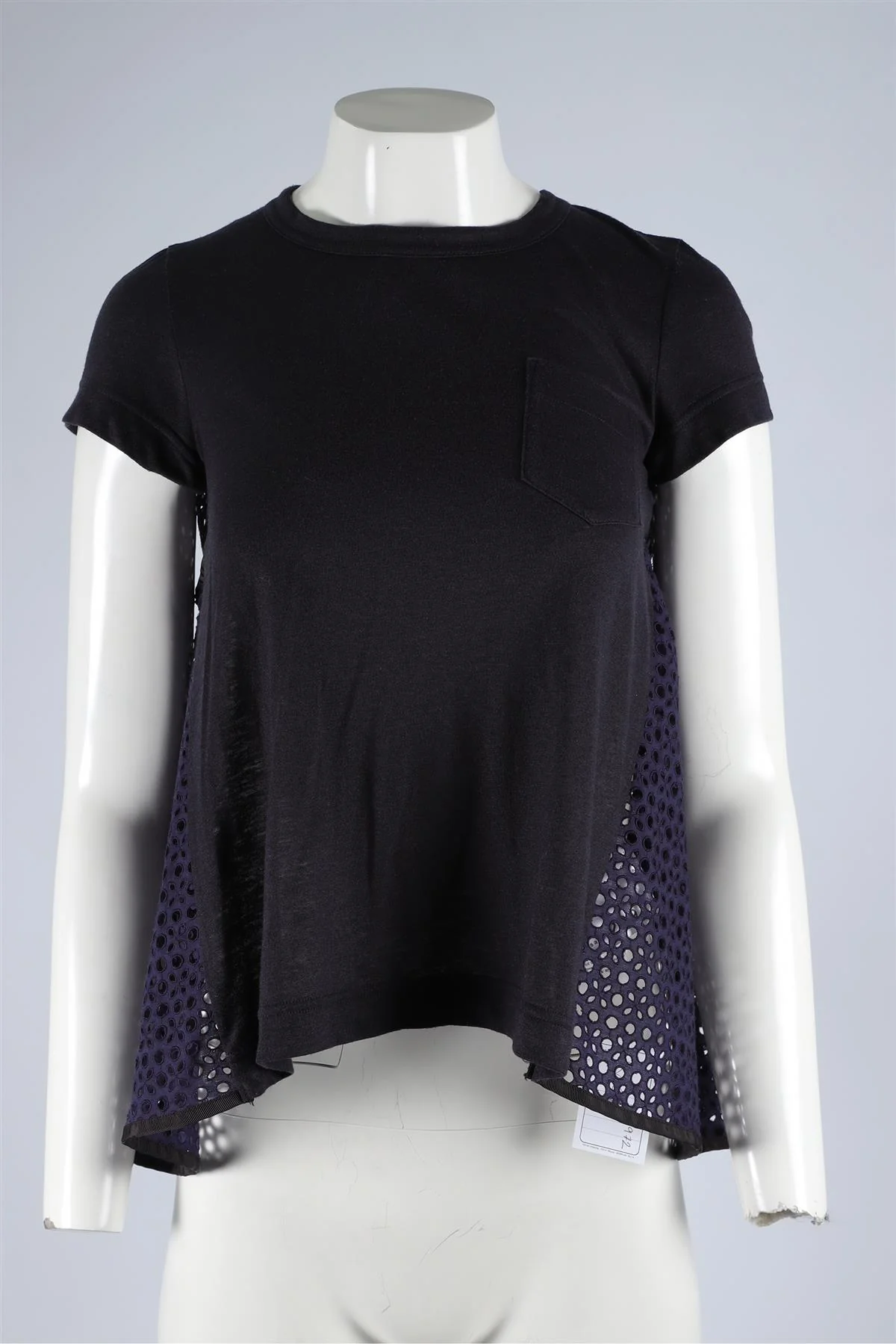 SACAI NAVY COTTON TOP UK 8 - Image 2