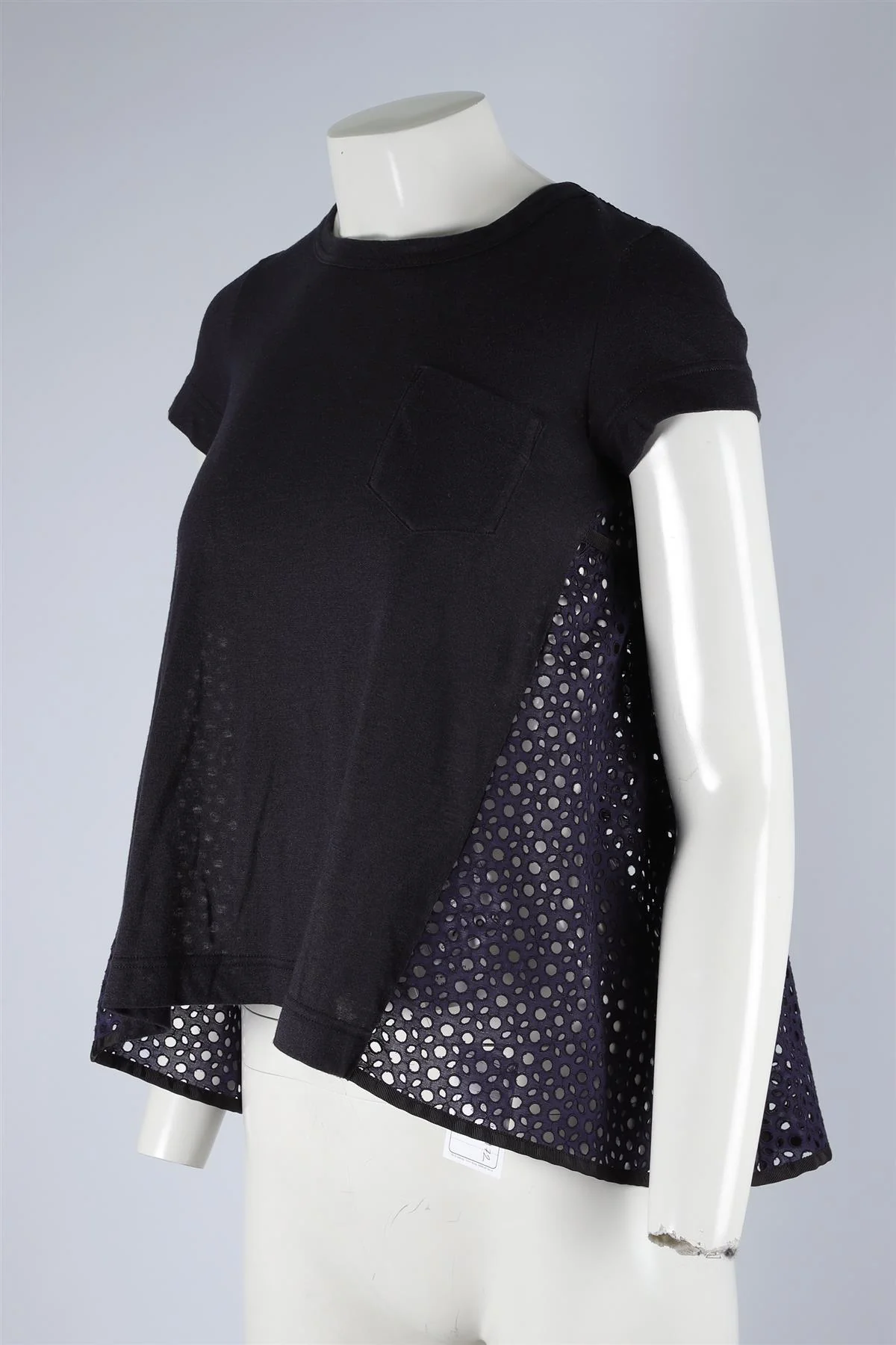 SACAI NAVY COTTON TOP UK 8 - Image 3