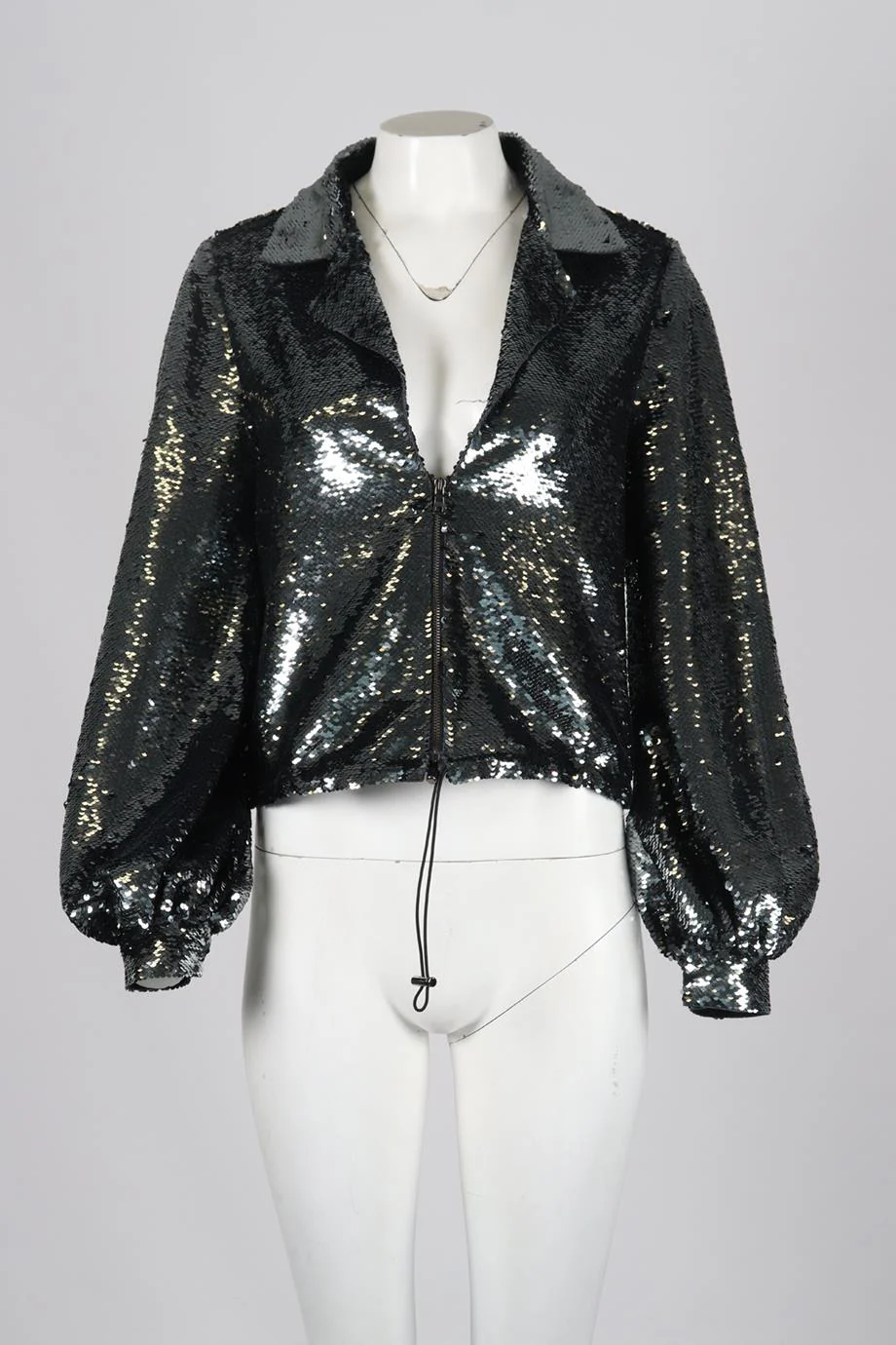 SACHIN AND BABI CROPPED SEQUINED SATIN JACKET SMALL - Image 2