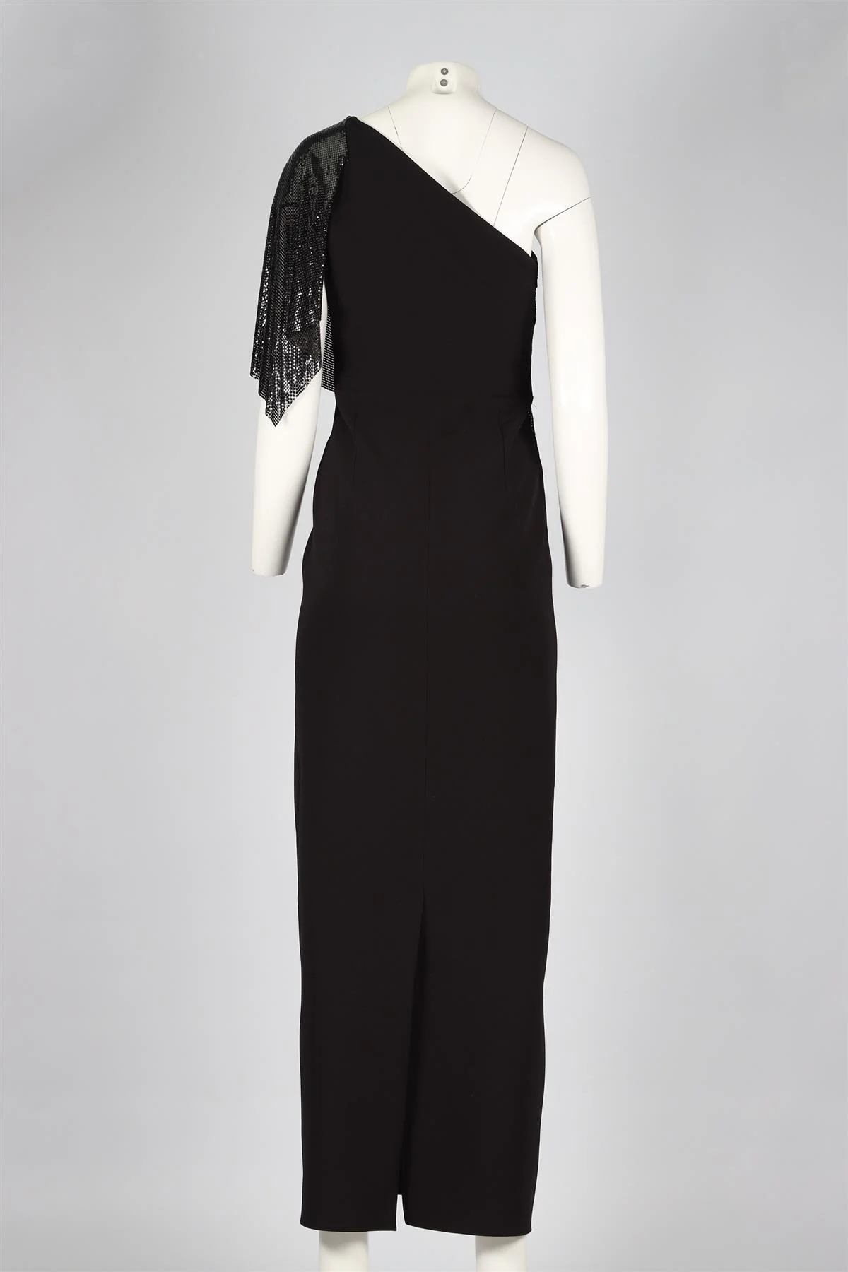 SAFIYAA BLACK CHAINMAIL AND CREPE MAXI DRESS UK 10 - Image 4
