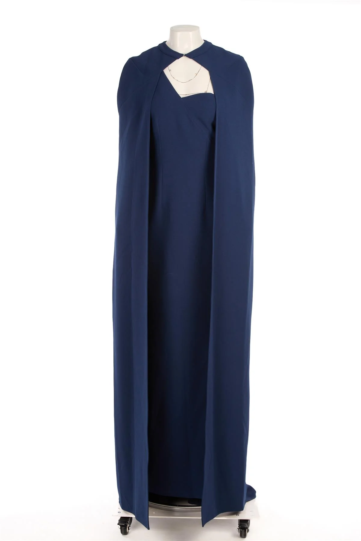 SAFIYAA NAVY CREPE MAXI DRESS AND CAPE FR 40 UK 12 - Image 2