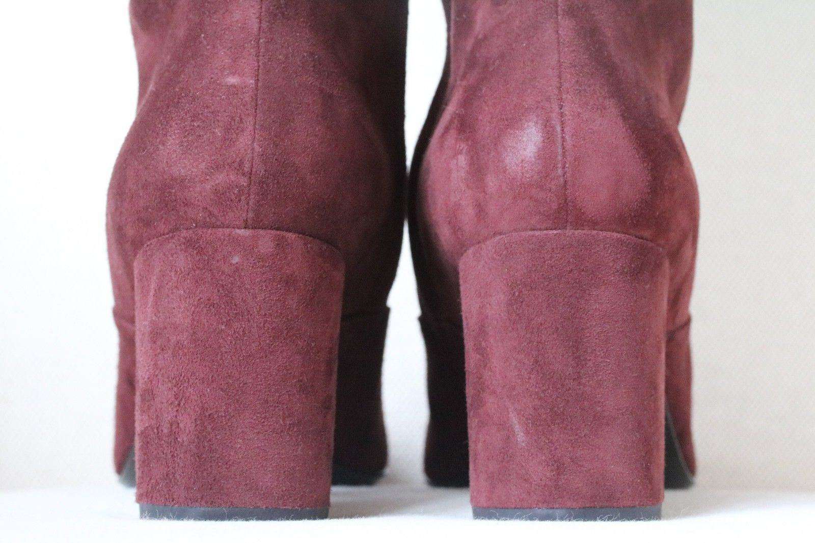 SAINT LAURENT BB 70 OVER-THE-KNEE BURGUNDY SUEDE BOOTS EU 38 UK 5 US 8 - Image 2