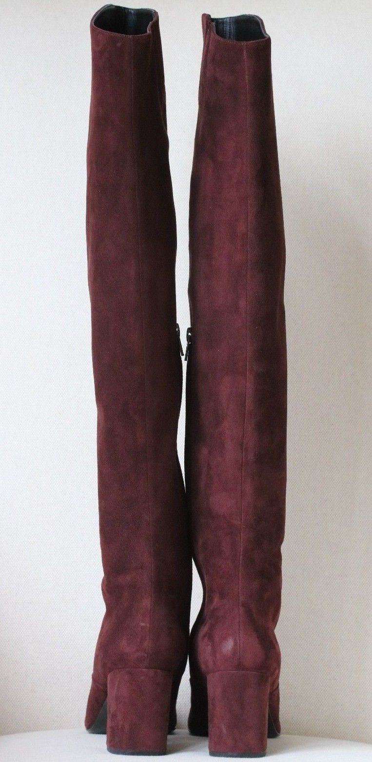 SAINT LAURENT BB 70 OVER-THE-KNEE BURGUNDY SUEDE BOOTS EU 38 UK 5 US 8 - Image 4