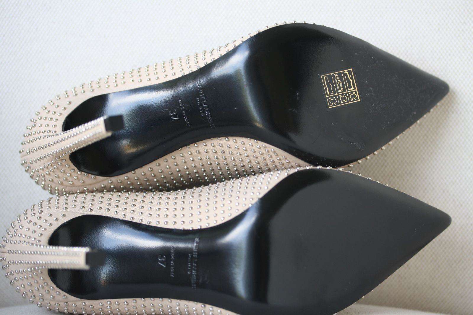 SAINT LAURENT BEIGE LEATHER STUDDED PUMPS HEELS EU 37 UK 4 - Image 10