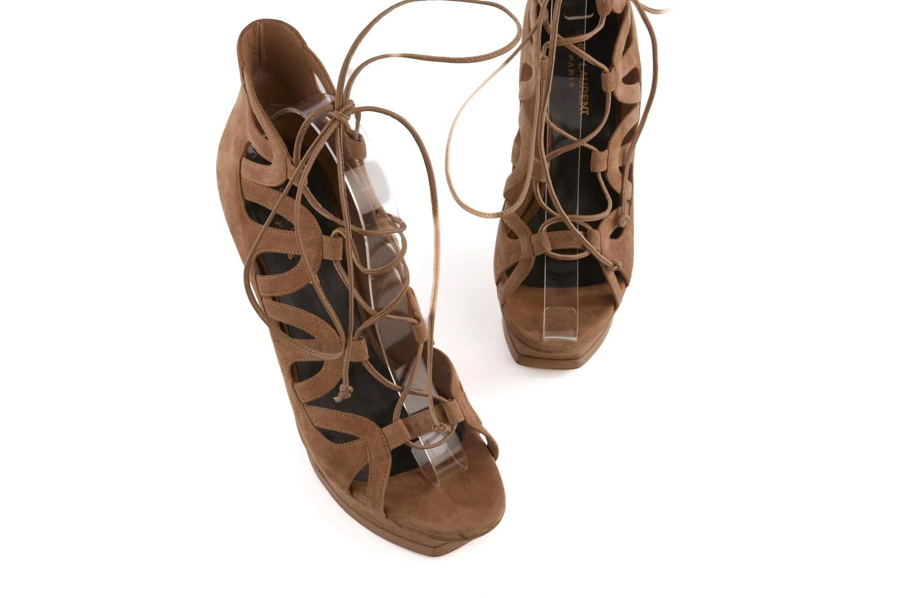 SAINT LAURENT BEIGE SUEDE PLATFORM SANDALS EU 39 UK 6 US 9 - Image 4