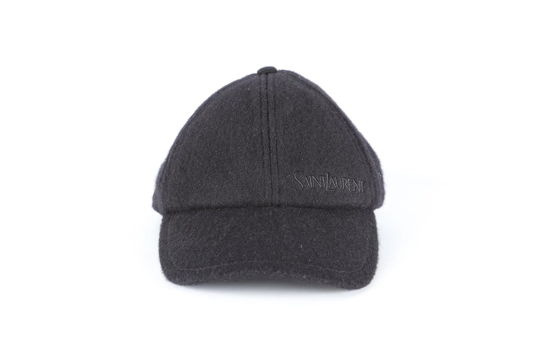 SAINT LAURENT BLACK CASHMERE BASEBALL CAP ONE SIZE - Image 3