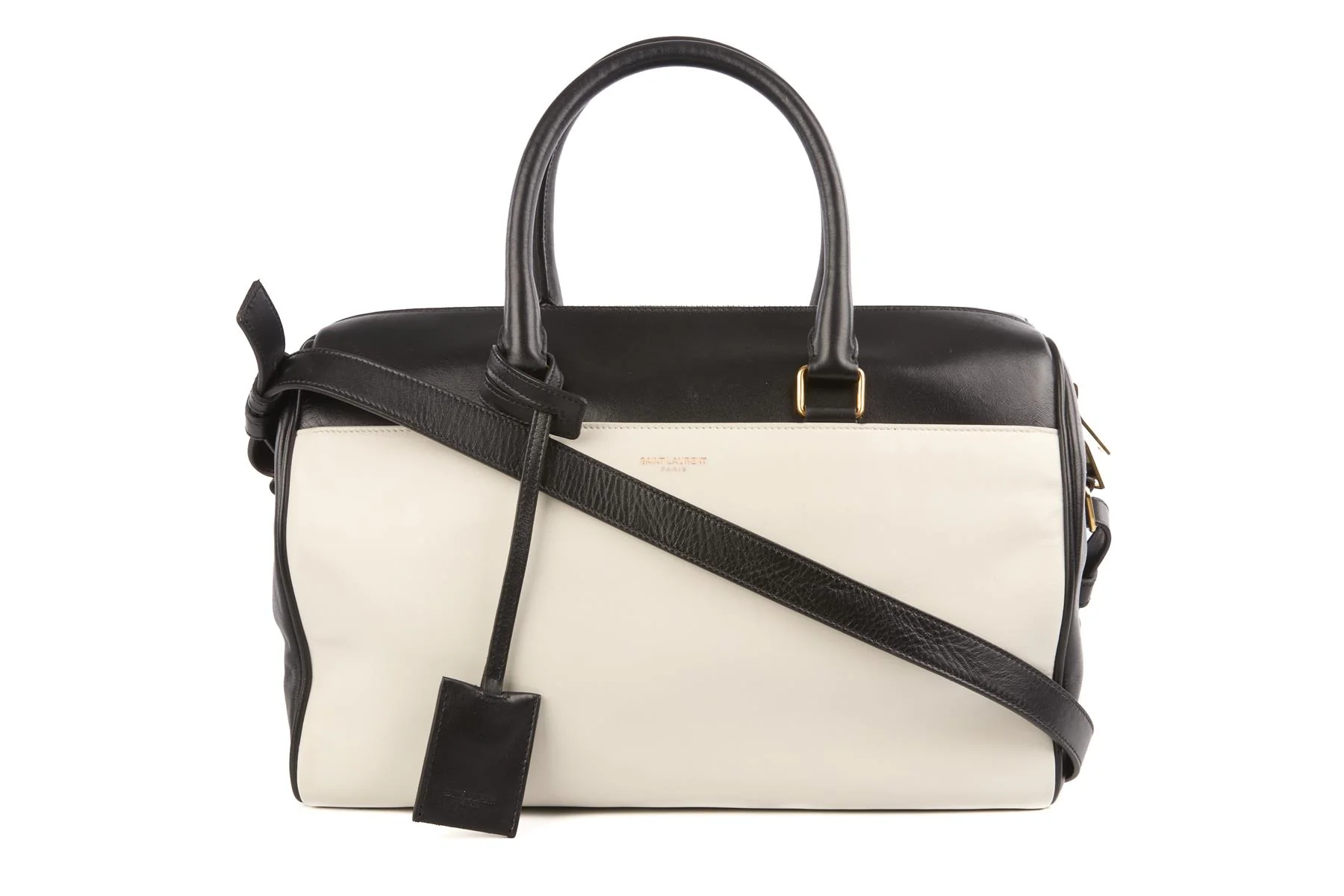 SAINT LAURENT BLACK CLASSIC DUFFLE 6 LEATHER TOTE BAG - Image 2
