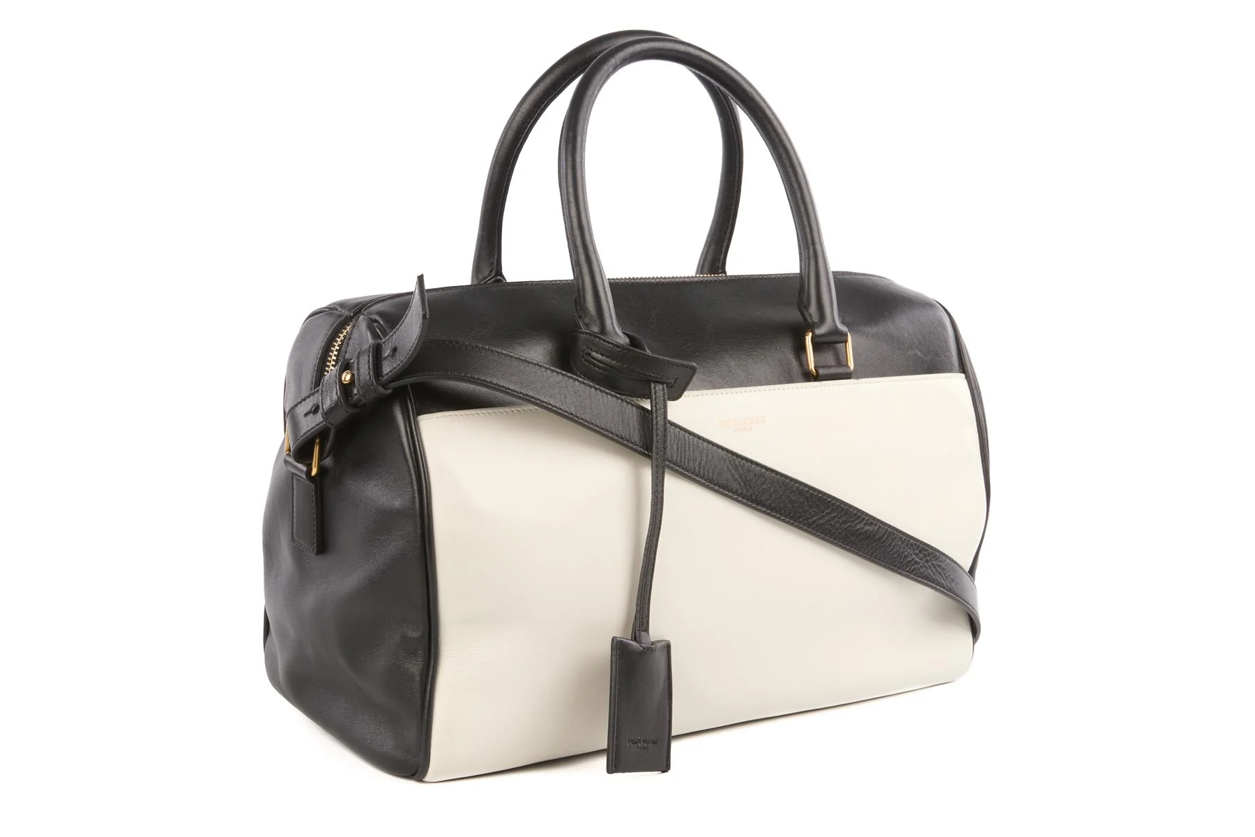 SAINT LAURENT BLACK CLASSIC DUFFLE 6 LEATHER TOTE BAG - Image 4
