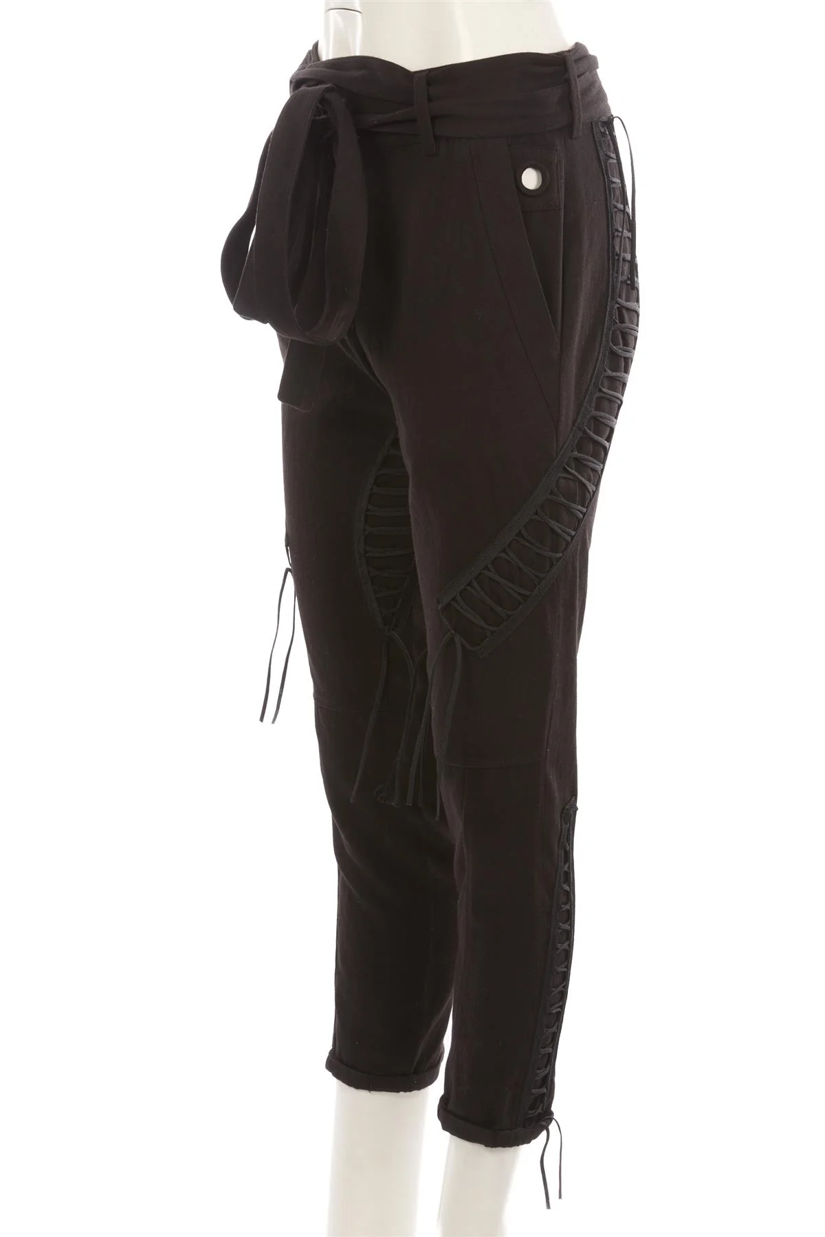 SAINT LAURENT BLACK COTTON CARGO PANTS FR 34 UK 6 - Image 3