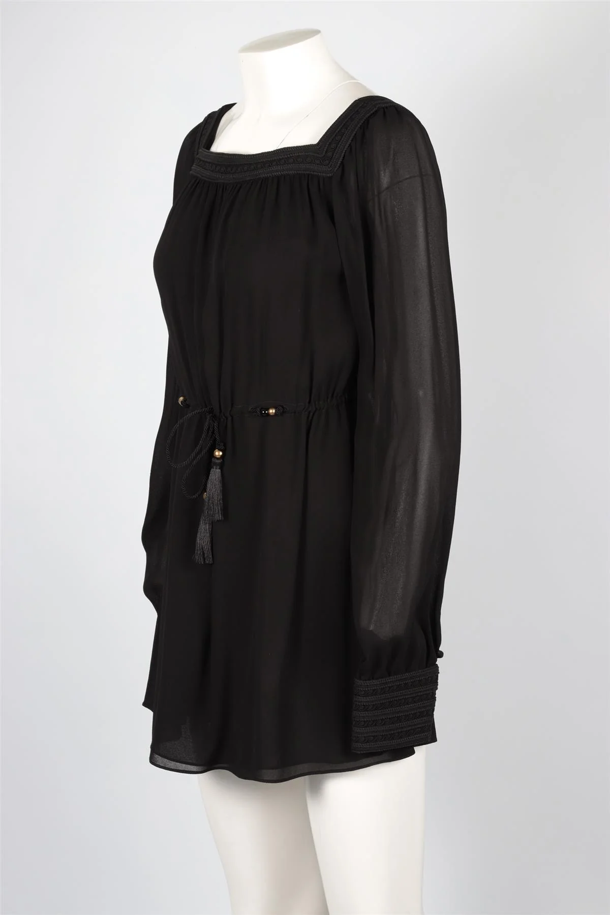 SAINT LAURENT BLACK CREPE MINI DRESS FR 40 UK 12 - Image 3
