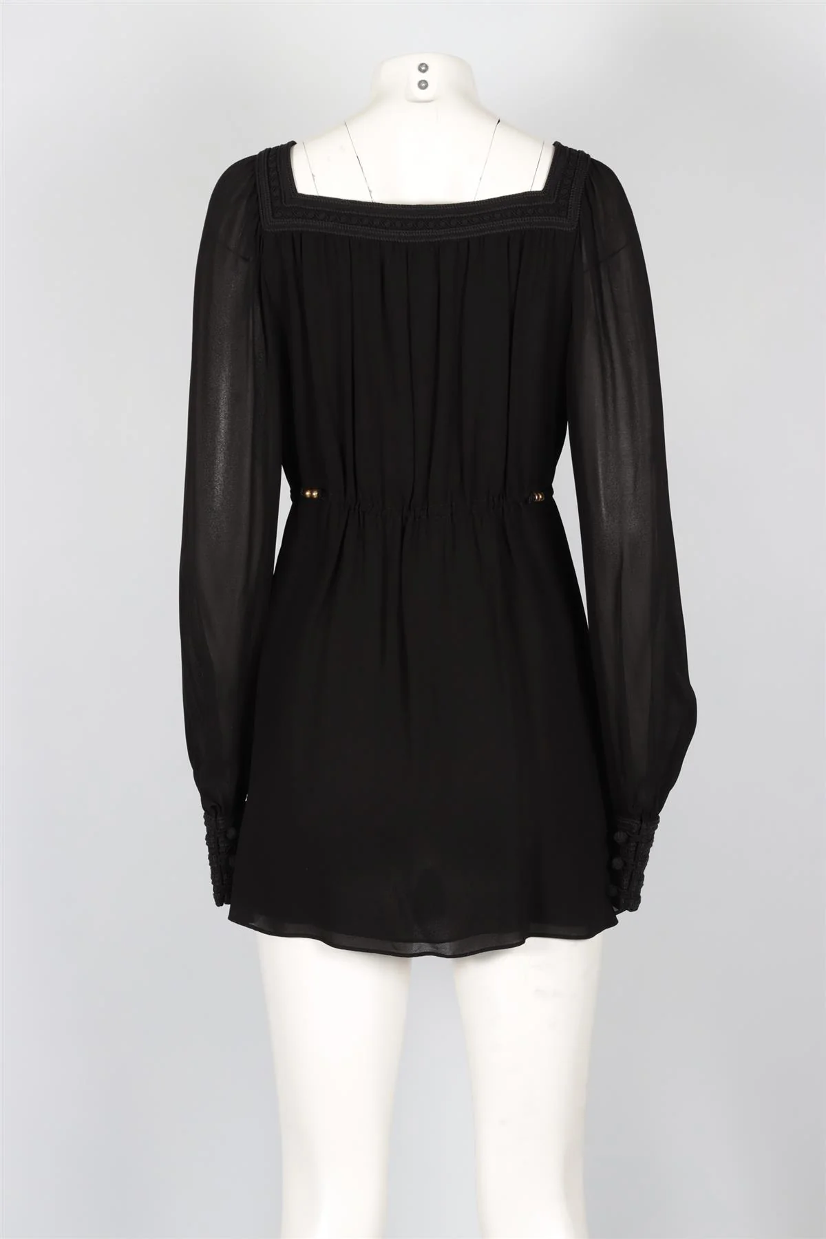 SAINT LAURENT BLACK CREPE MINI DRESS FR 40 UK 12 - Image 4