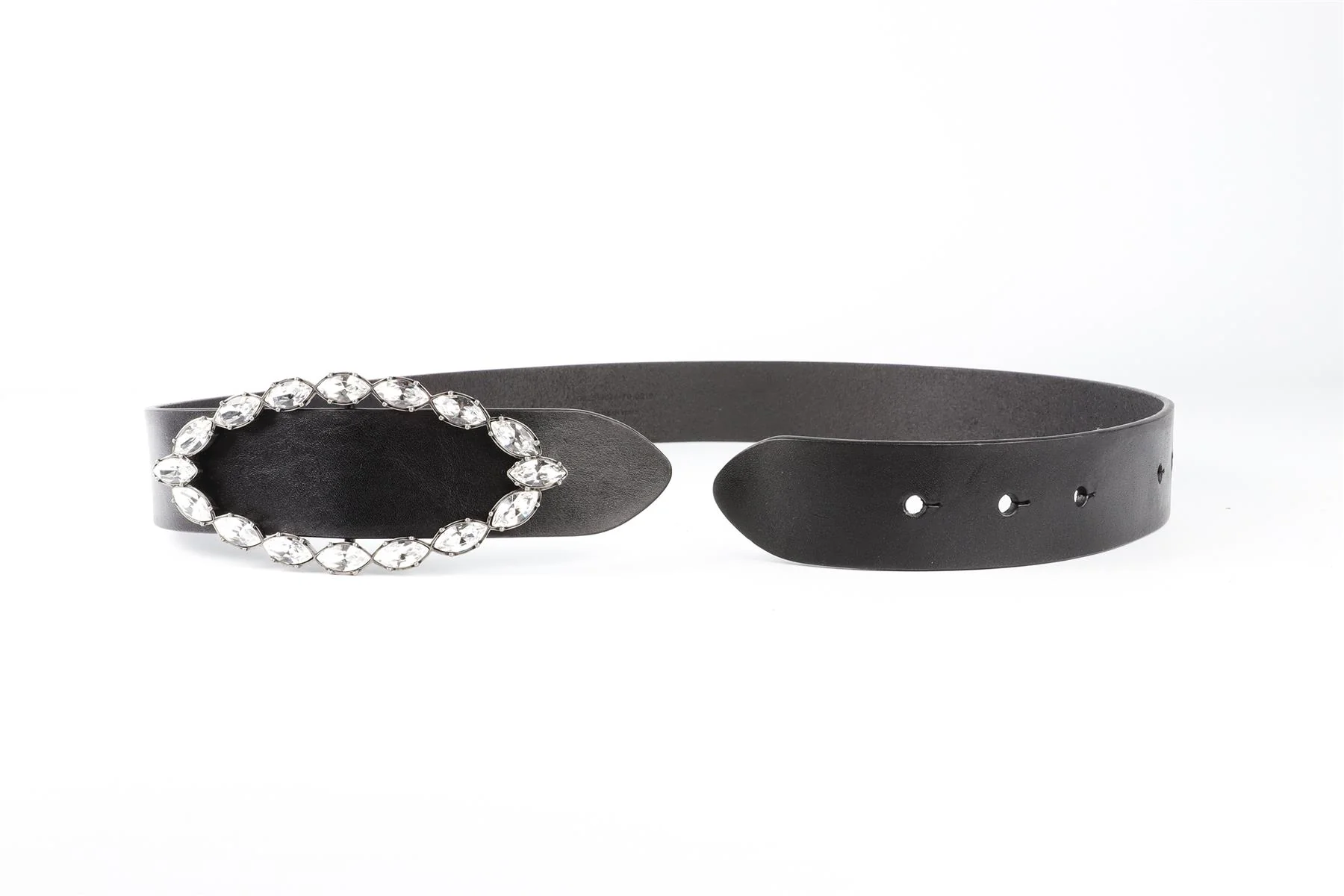 SAINT LAURENT BLACK CRYSTAL AND LEATHER BELT - Image 4