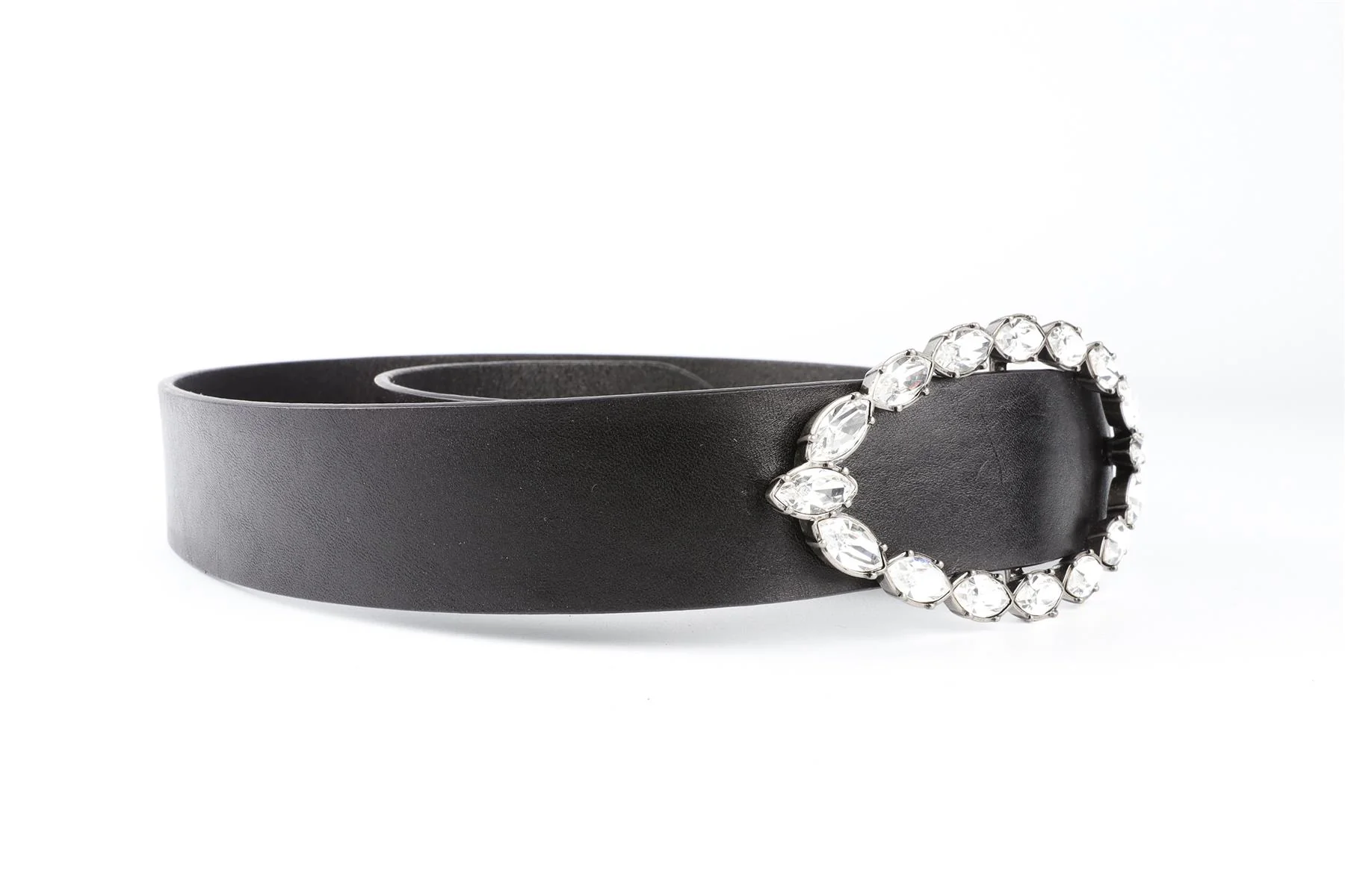 SAINT LAURENT BLACK CRYSTAL AND LEATHER BELT - Image 6