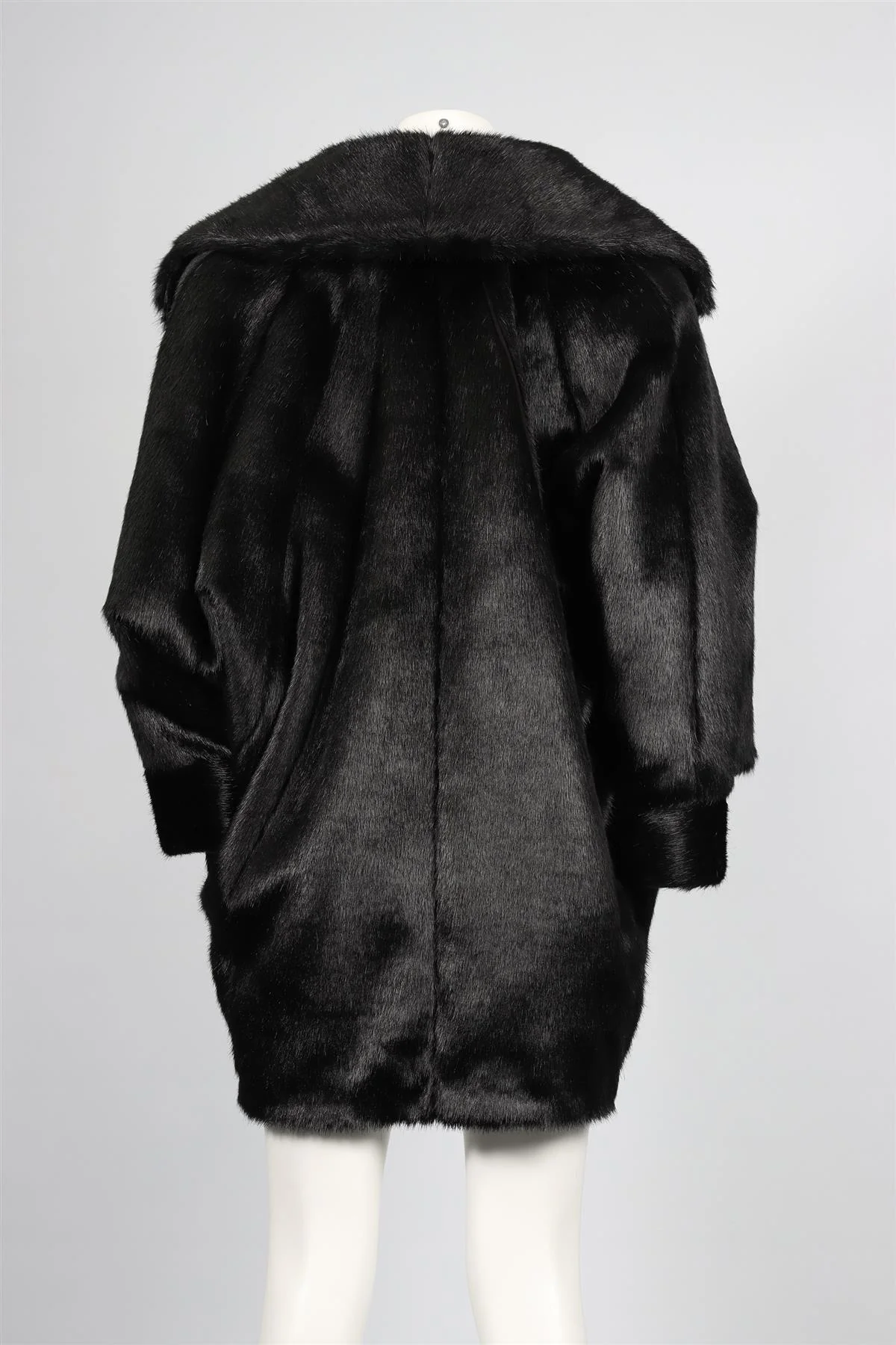 SAINT LAURENT BLACK FAUX FUR COAT FR 38 UK 10 - Image 4