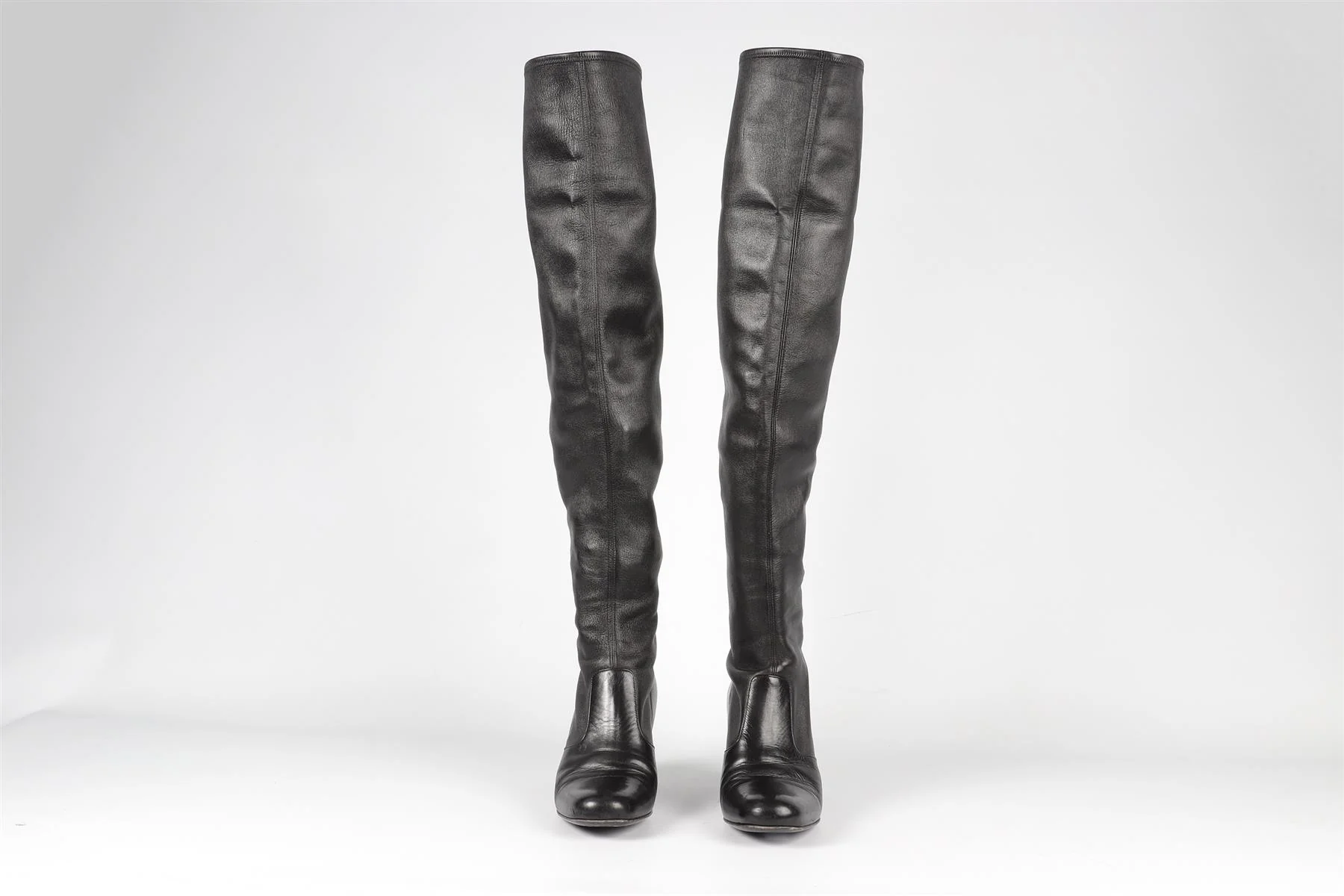 SAINT LAURENT BLACK LEATHER OVER THE KNEE BOOTS EU 39 UK 6 US 9 - Image 3