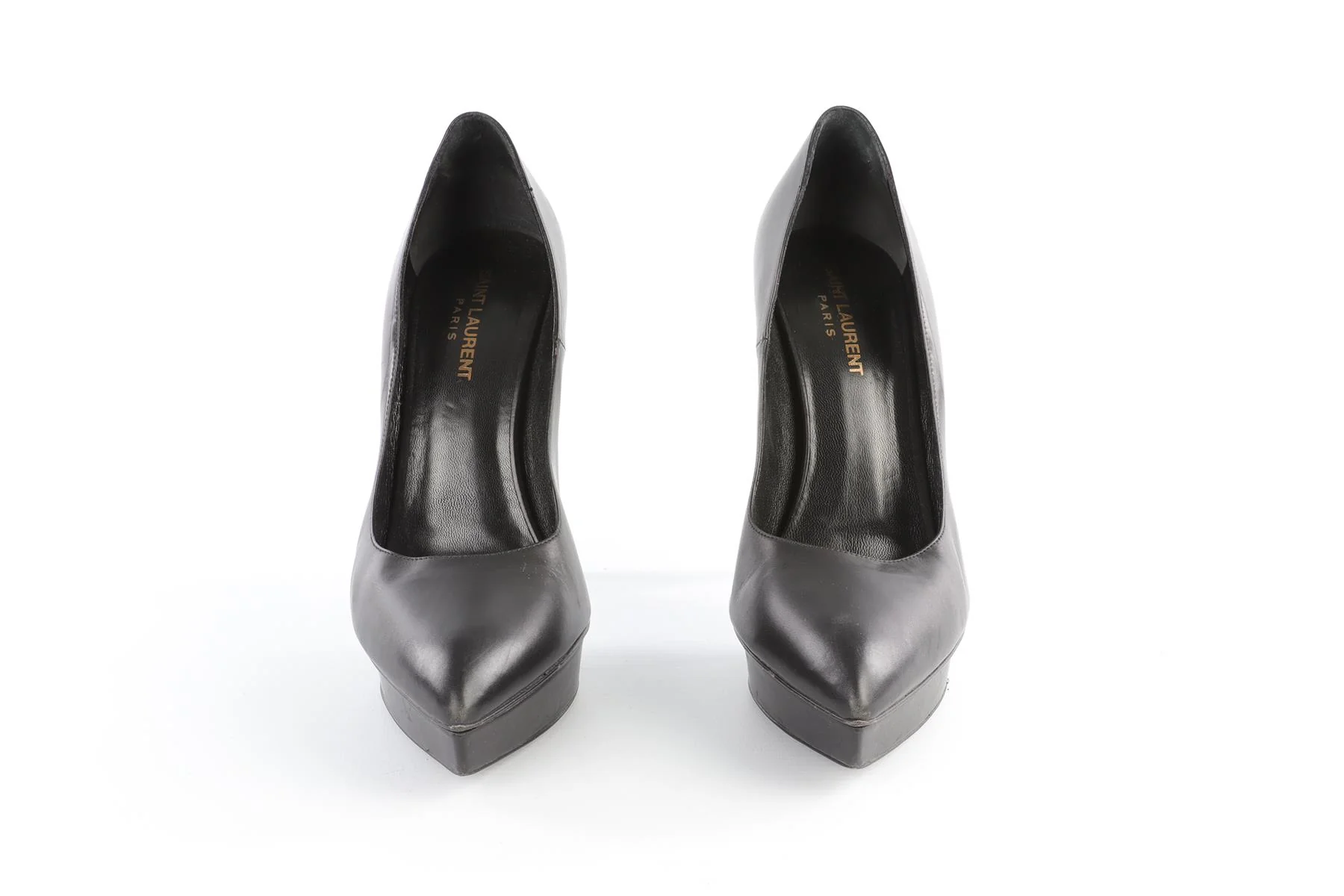 SAINT LAURENT BLACK LEATHER PLATFORM PUMPS - Image 3