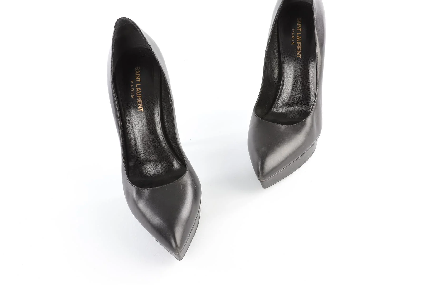 SAINT LAURENT BLACK LEATHER PLATFORM PUMPS - Image 4