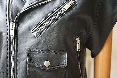 SAINT LAURENT BLACK LEATHER SLEEVELESS BIKER JACKET FR 38 UK 8/10 - Image 6
