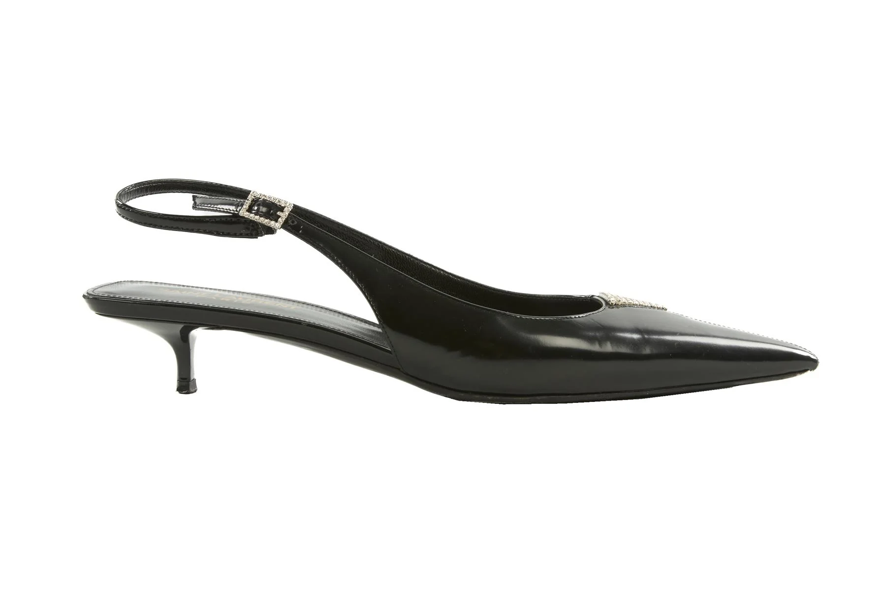 SAINT LAURENT BLACK LEATHER SLINGBACK PUMPS EU 38 UK 5 US 8 - Image 2